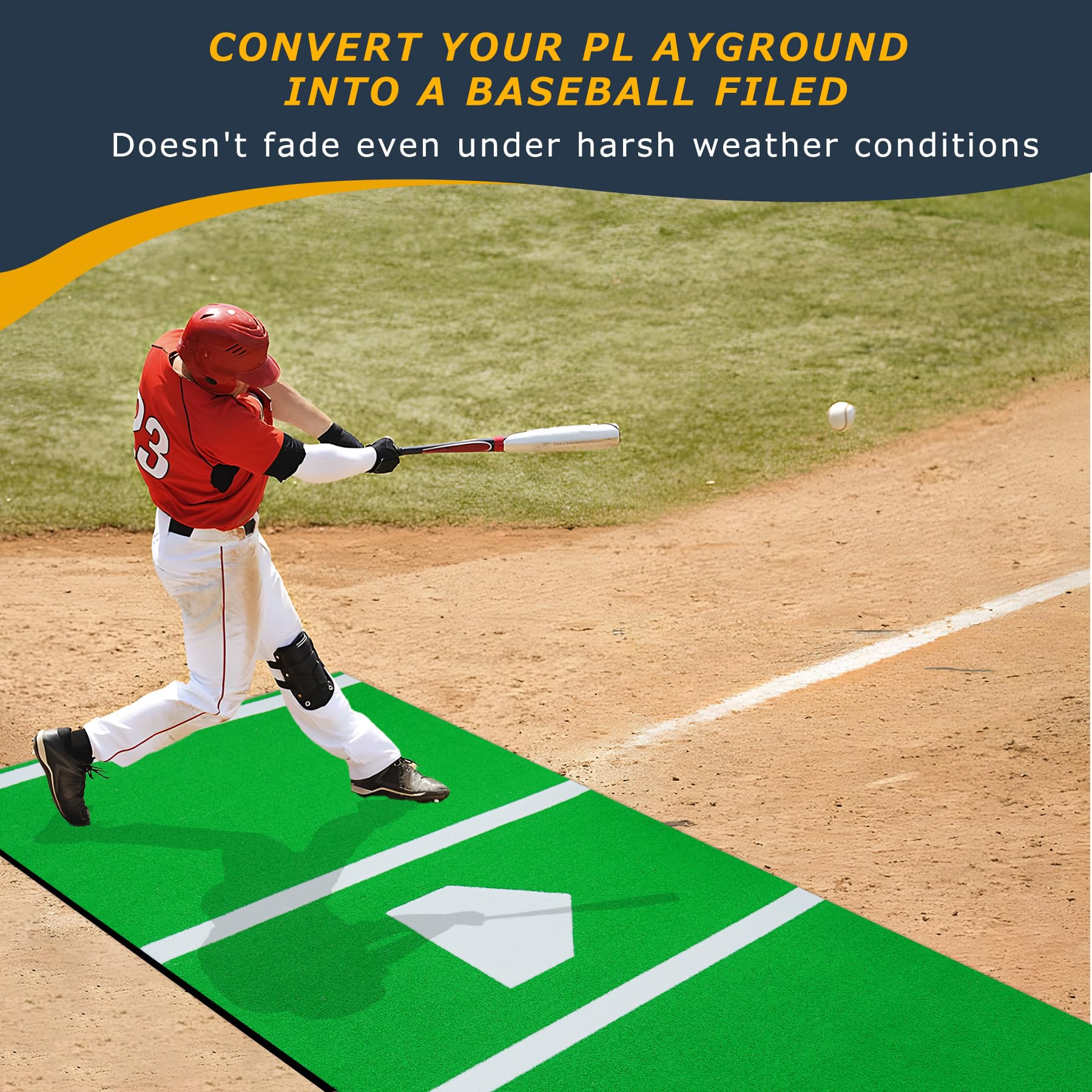 Premium Baseball Batting Mat - 5mm Thick Non-Slip Turf Hitting Mat for Indoor/Outdoor Batting Cages & Practice | Durable Anti-Fade Batters Box Mat for Baseball Training, Backyard Drills & Team Practices