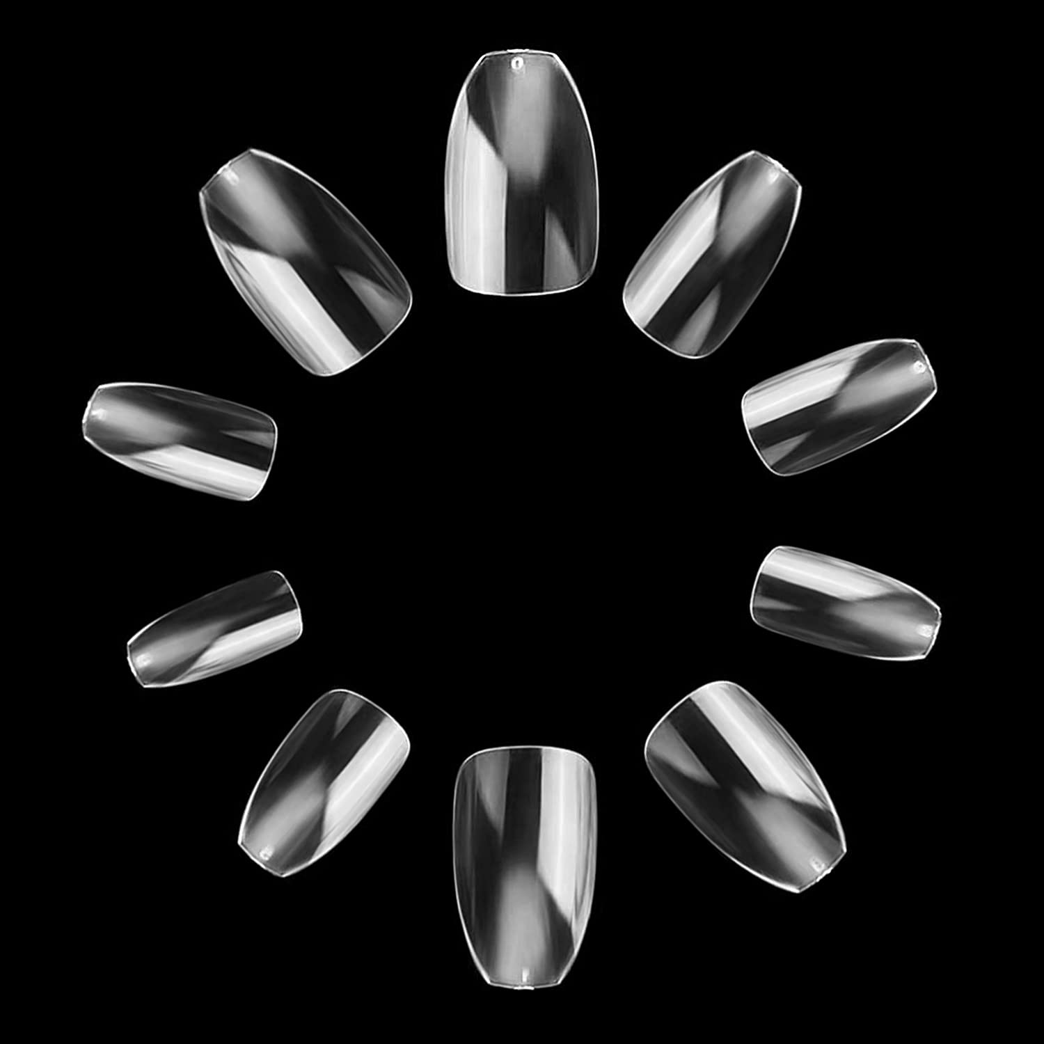 Makartt 500pcs Short Coffin Press On Nails - Full Cover Fake Nails, Ballerina Style, UV Gel Cured Acrylic Nail Tips with Glue (Perfect for Salon Quality Manicures at Home, Parties & Special Occasions)