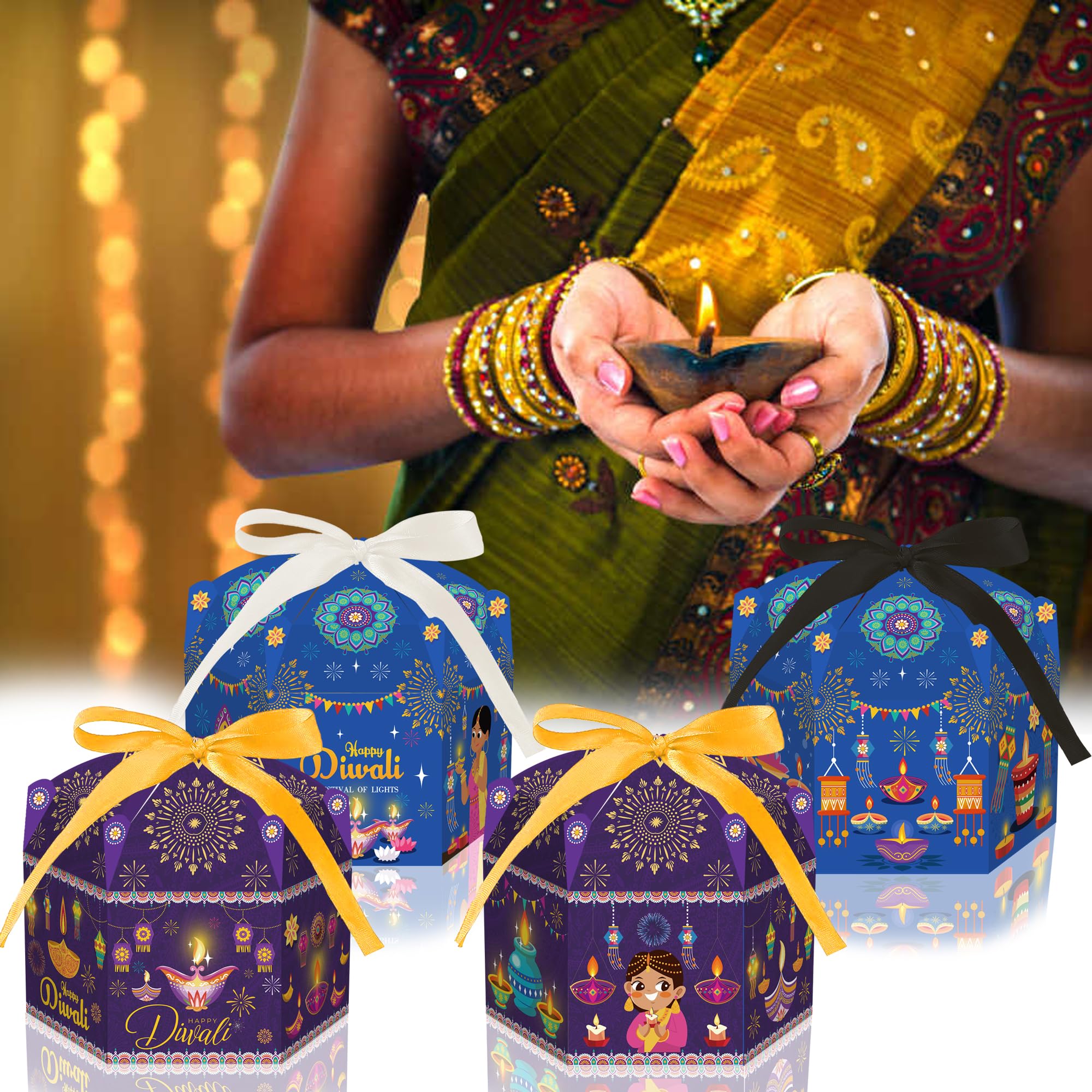 KYMY Diwali Treat Box - 12pcs Candy Gift for Festival of Lights | Party Favors & Home Decor