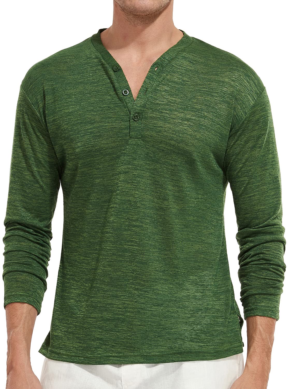 YTD Men's Long & Short Sleeve Henley Shirts - Casual Fashion T-Shirts for Beach, Yoga & Everyday Wear - Loose Fit Comfortable Cotton Tees