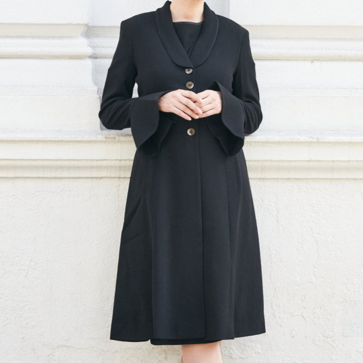 Elegant Jewel Tailored Wool Crepe Frock Coat for Women | Formal Winter Coat | Office Wear & Evening Party Outfit