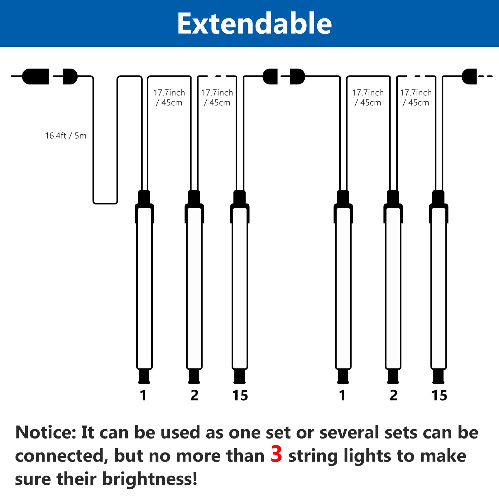 540 LED Meteor Shower Christmas Lights - 15 Tubes 30cm Outdoor Waterproof Icicle Lights for Party, Wedding, Tree & Garden Decorations (Blue) | Perfect for Holiday Displays & Winter Wonderland Scenes