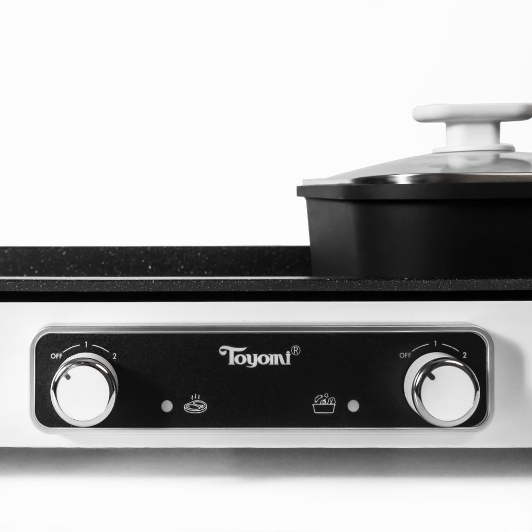 Toyomi ComboCooker Hotpot & BBQ Grill - 2-in-1 Electric Cooker for Indoor & Outdoor Cooking - Perfect for Family Gatherings, Camping & Home Parties