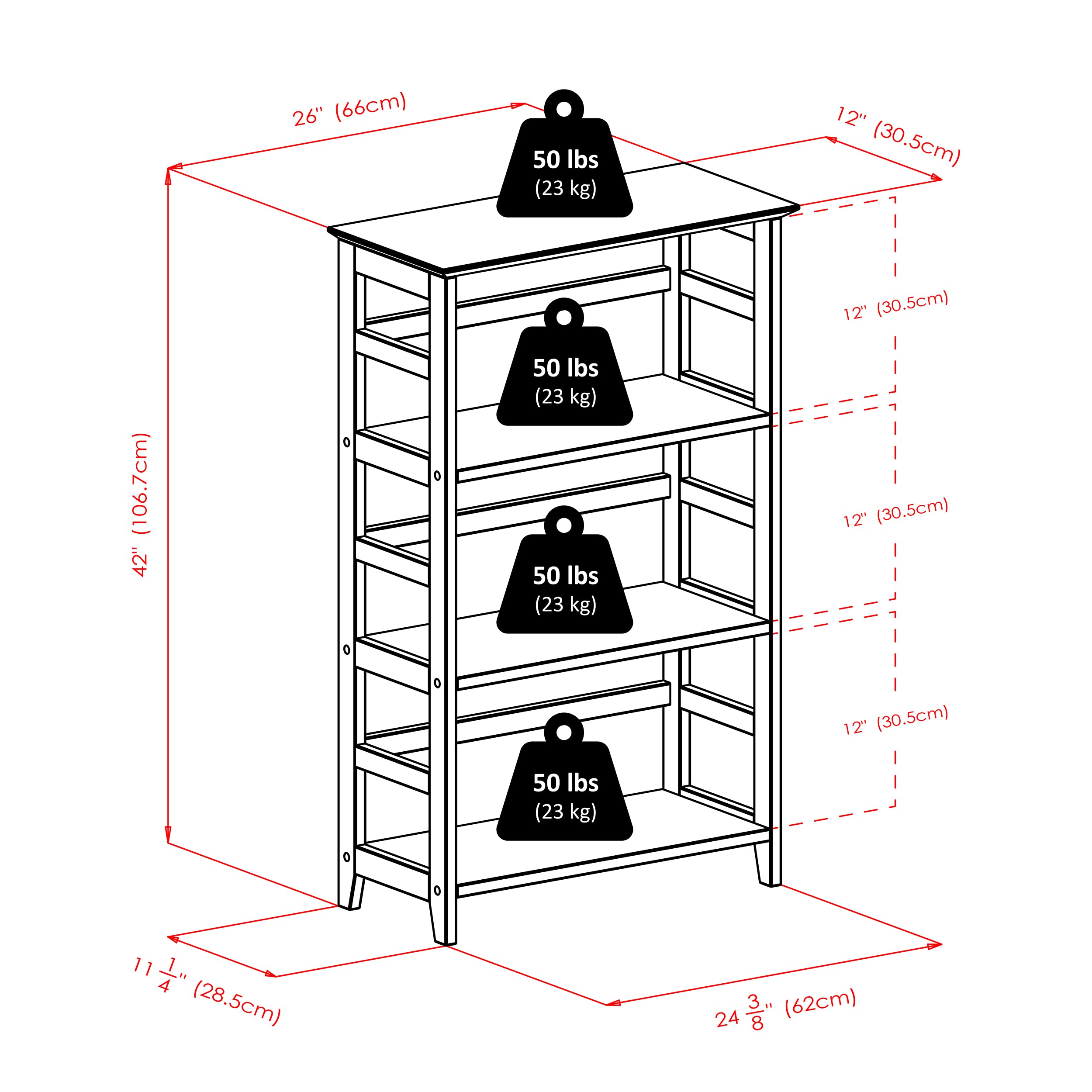 Winsome Wood Studio Shelving Unit - Honey Finish, 3-Tier Storage Shelf for Home Office, Living Room, or Bedroom Organization