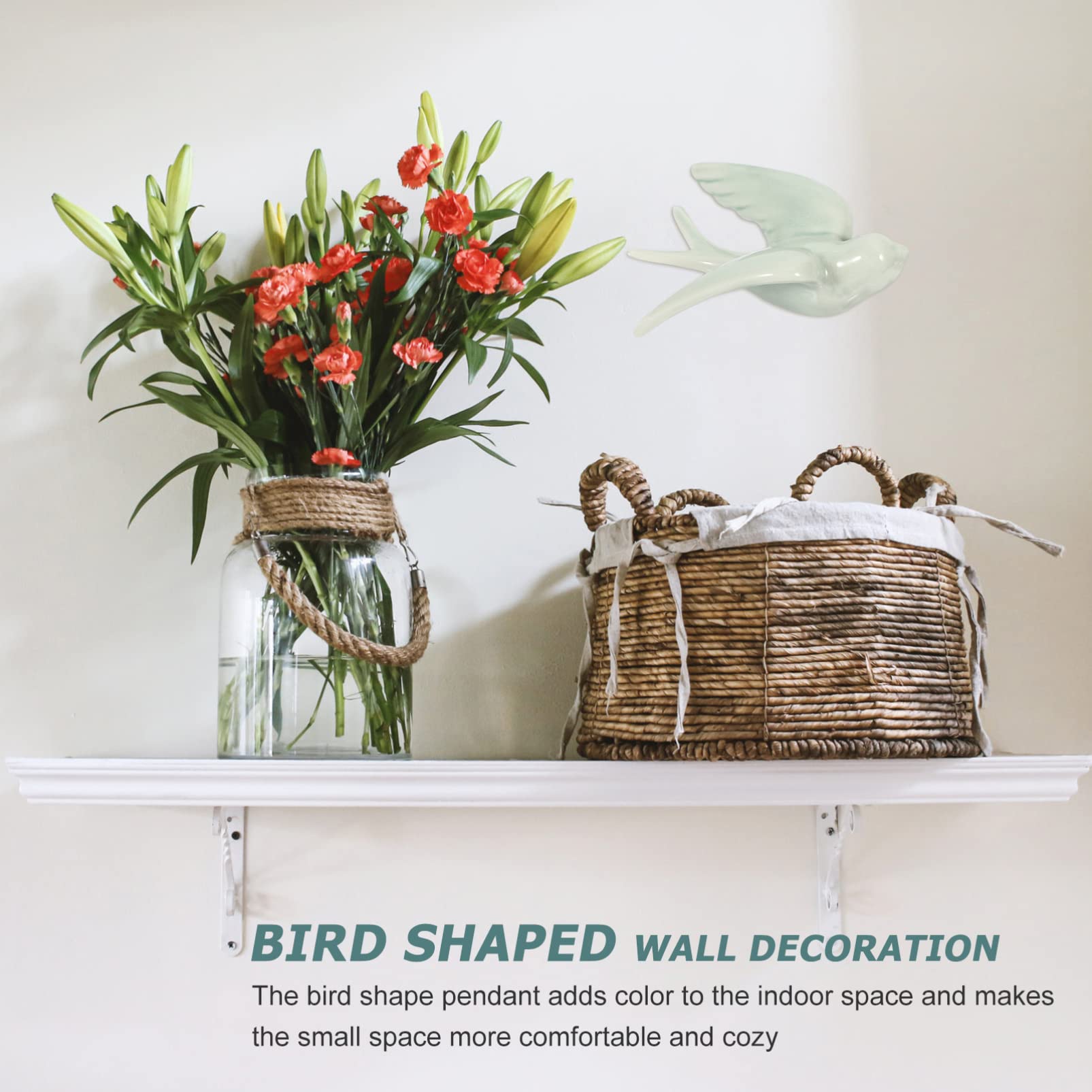 Ceramic Bird Wall Hanging Decor - Handmade Sculpture Pendant for Home & Garden - Perfect for Living Room, Bedroom, Patio & Outdoor Wall Art Decoration