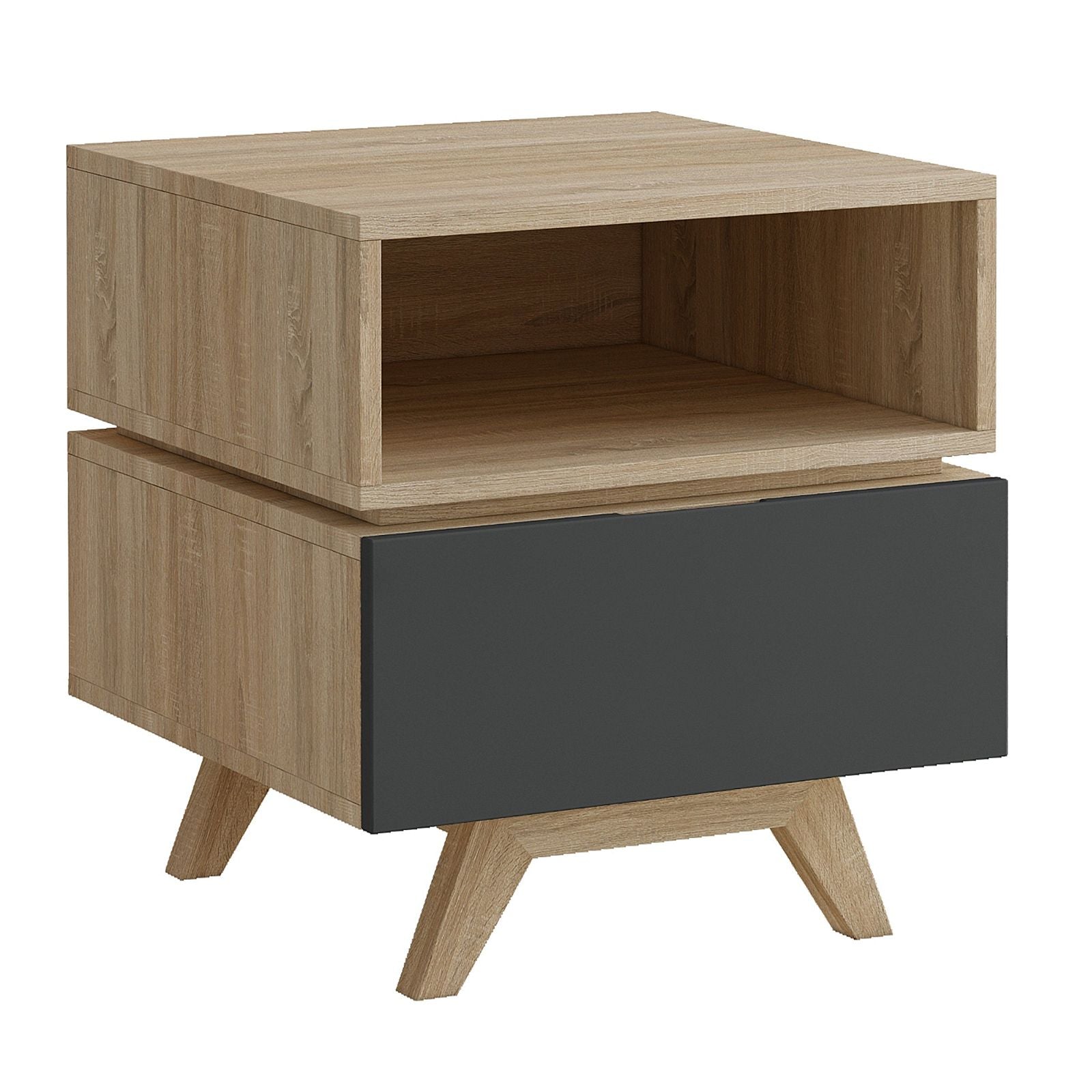 Criterion SILVERTON Oak Grey End Table - Stylish Side Table for Living Room, Bedroom, or Office