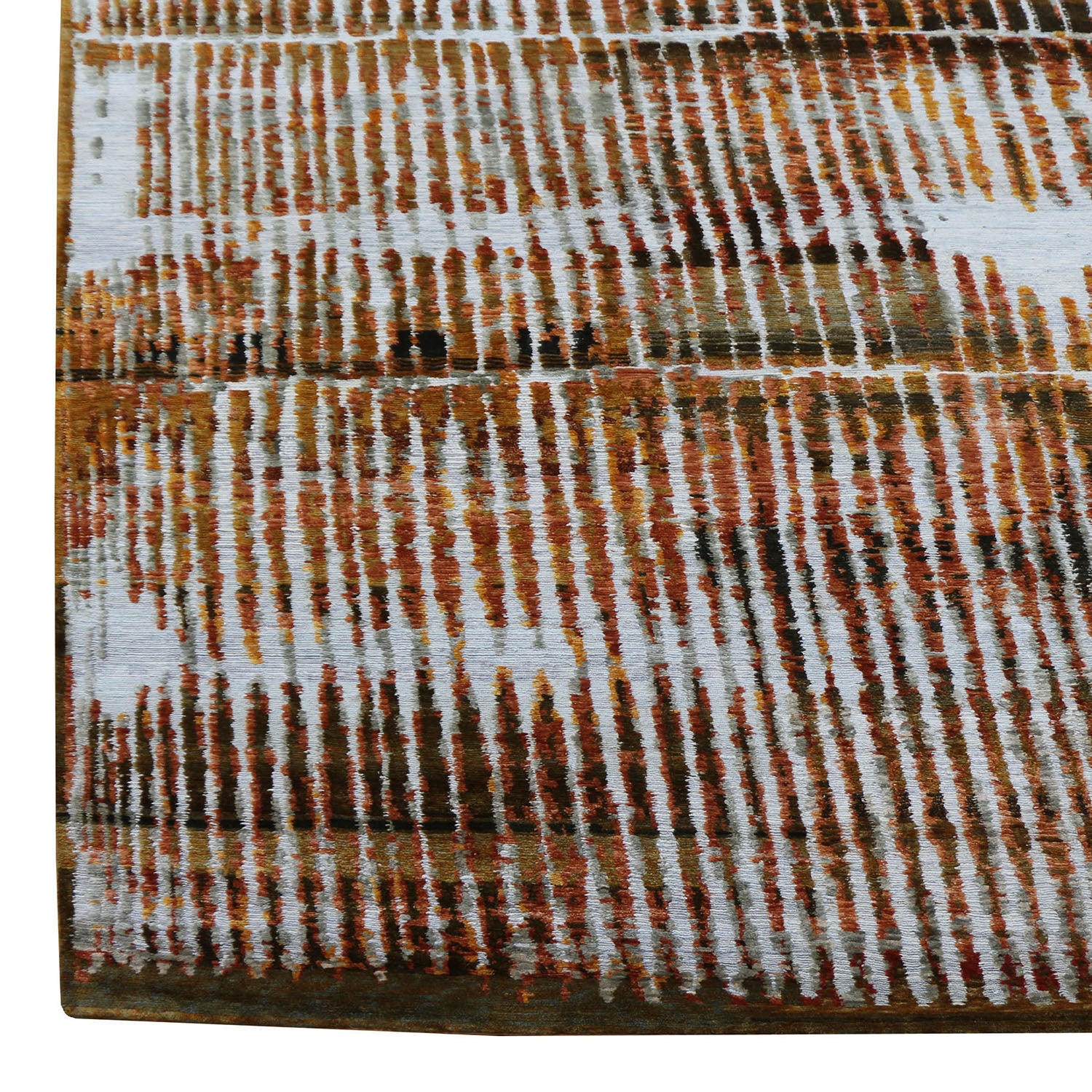 Brown Nu Vibrant Modern Tibetan Silk Rug 10'1 x 14'2 - Luxurious Handmade Area Rug for Living Room, Bedroom & Home Decor