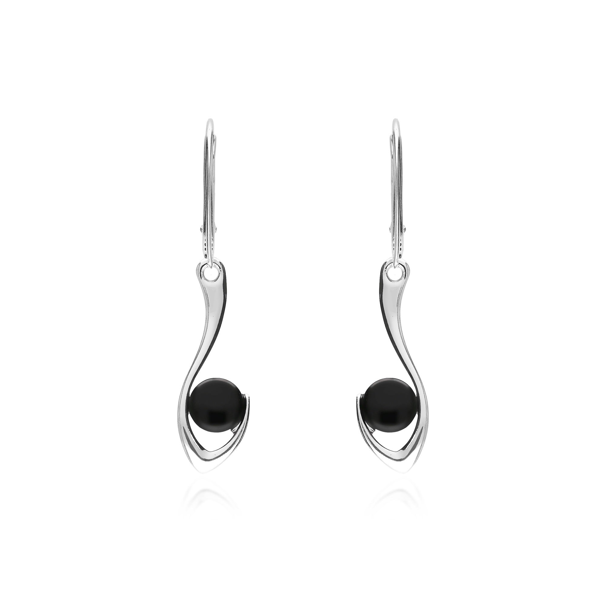 Whitby Jet Sterling Silver Elegant Hook Drop Earrings – Perfect for Weddings, Parties & Evening Events