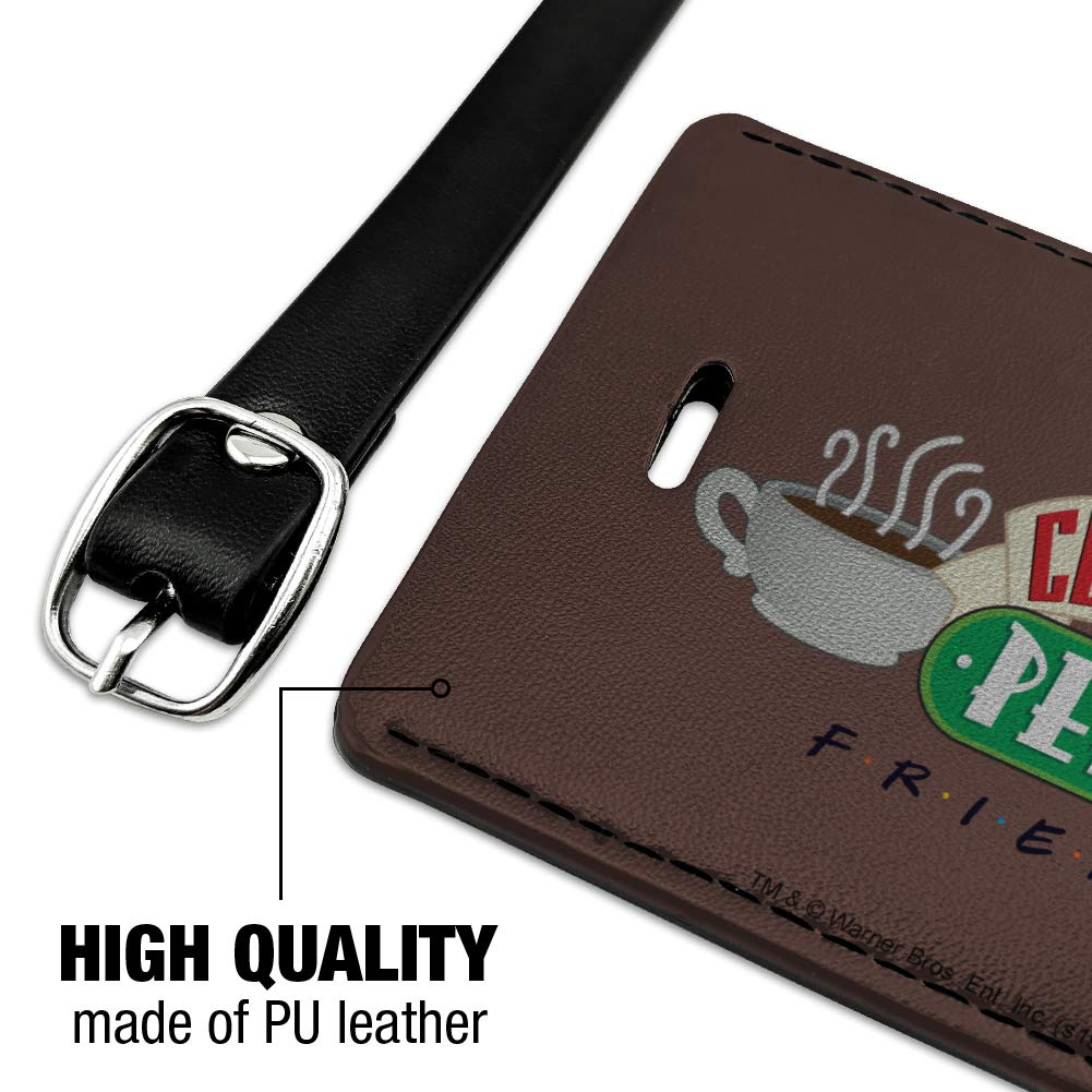 Friends TV Show Central Perk Logo Leather Luggage Tag - Rectangle Carry-On ID Tag for Suitcases, Backpacks & Travel Bags - Perfect for Fans, Travel Enthusiasts & Gift Giving