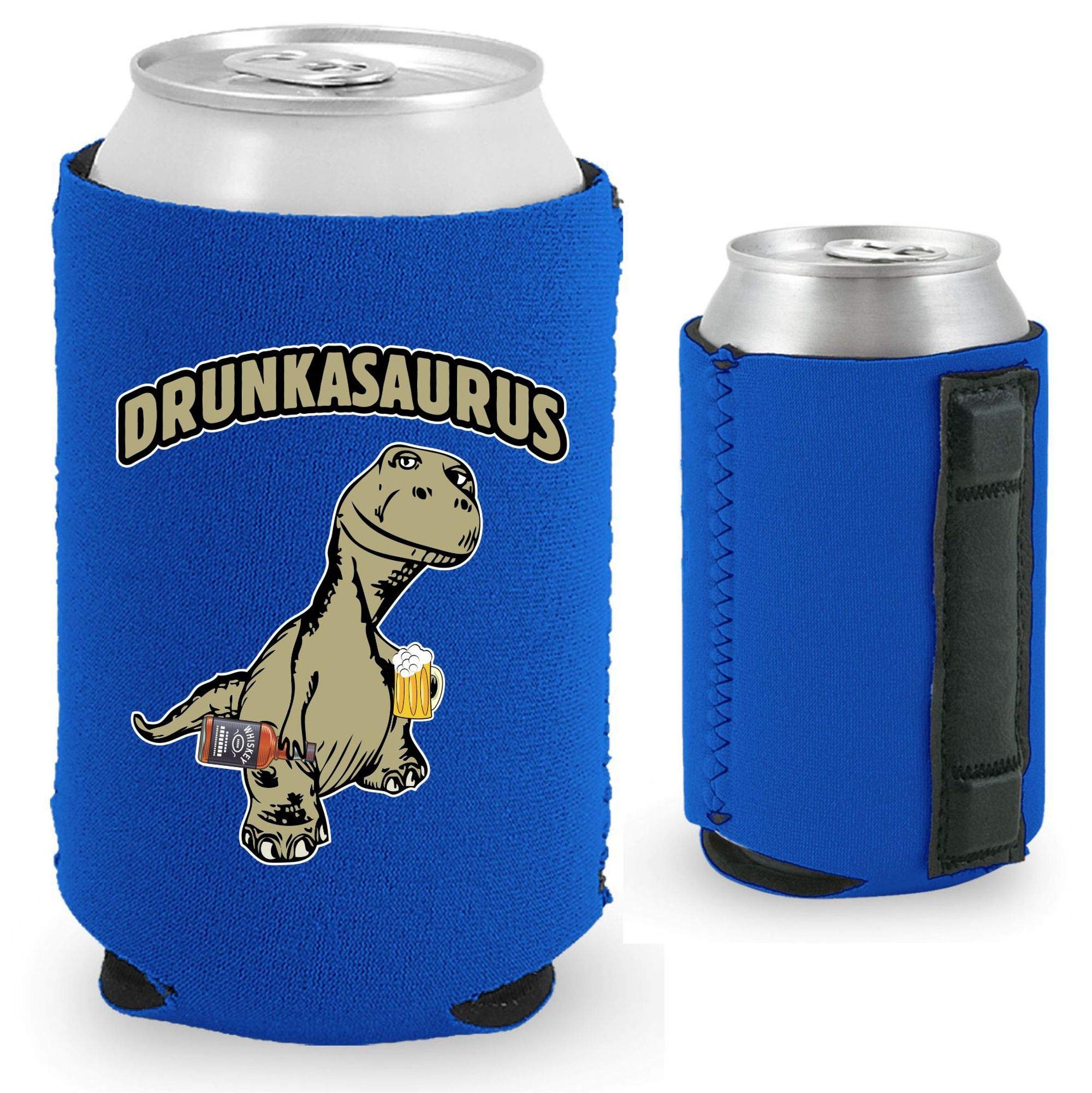Drunkasaurus Magnetic Can Cooler - Royal Blue Insulated Beer Can Holder for Camping, BBQ, and Outdoor Parties (1 Pack)
