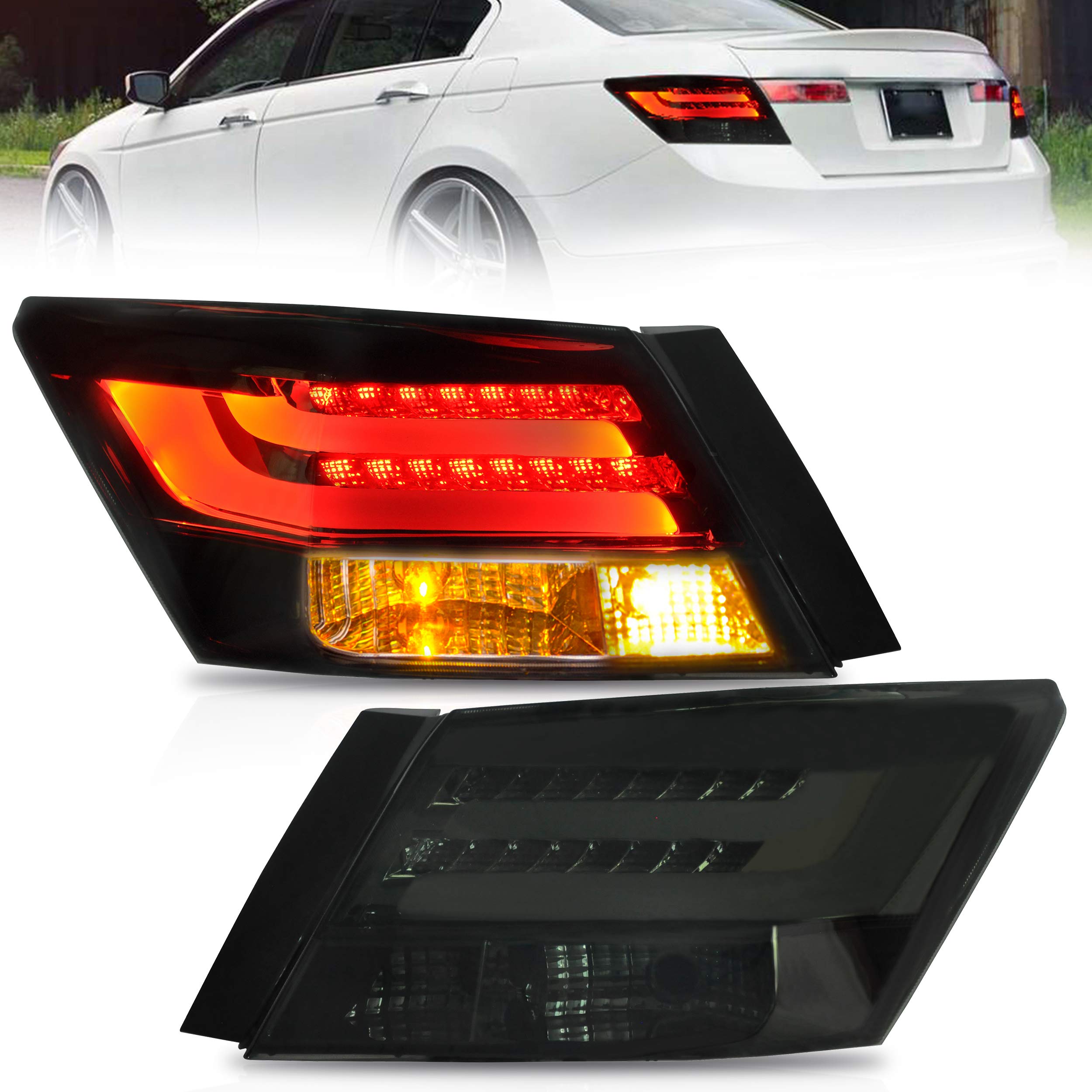 VLAND Smoked Tail Lights Assembly for 2008-2012 Honda Accord 8th Gen - Direct Fit Replacement, Enhanced Style & Visibility (Perfect for Night Driving & Car Customization)