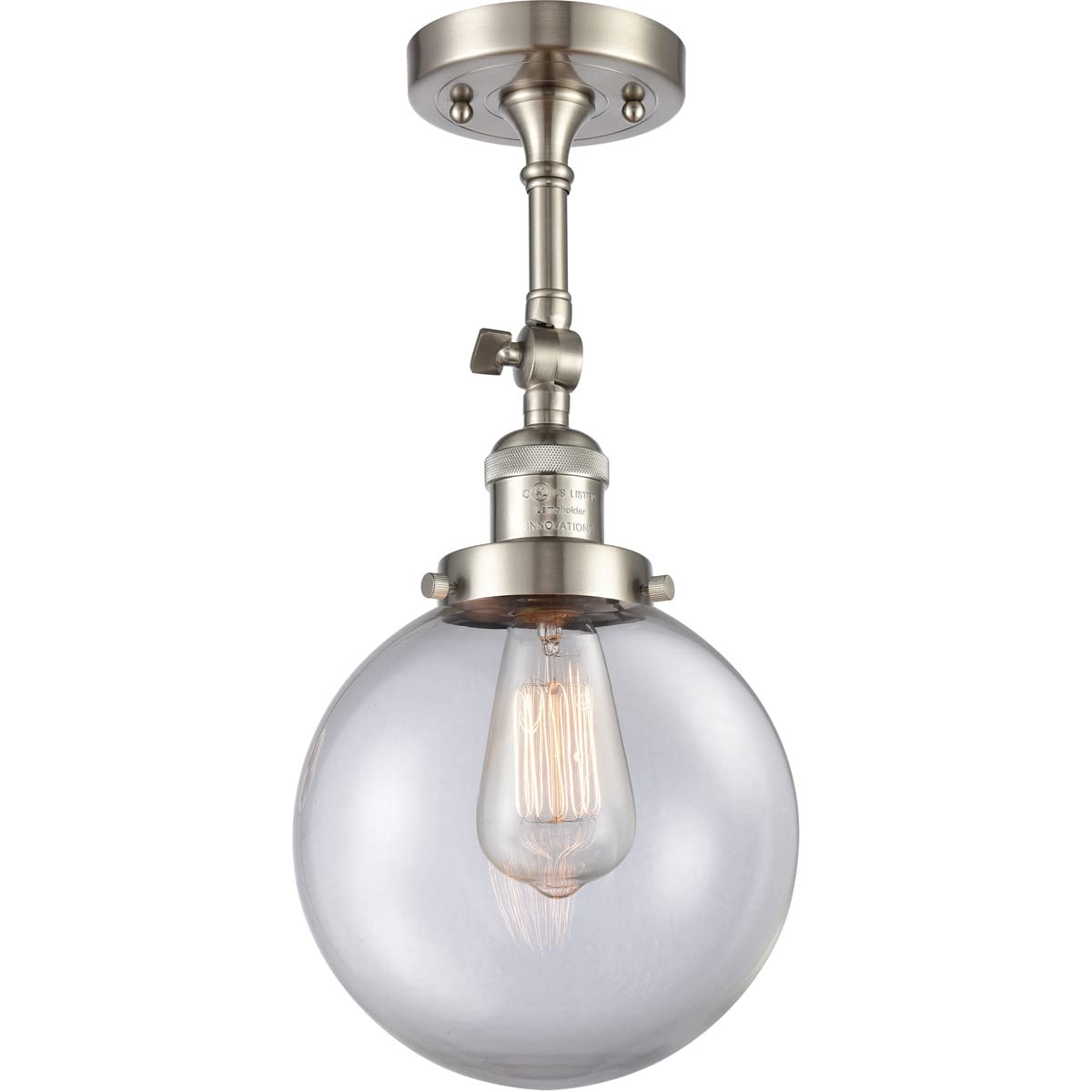 Innovations INNO203-SN-G202-8-LED Modern Wall Sconce Light Fixture - 8 LED Bulbs, Adjustable Brightness, Energy Saving - Pewter/Nickel/Silver Finish - Perfect for Bedroom, Hallway, Staircase Lighting