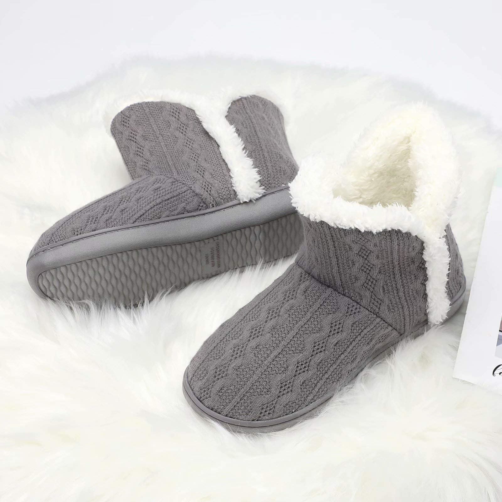 TUOBUQU Women's Cozy Plush Bootie Slippers - Warm Winter House Shoes for Indoor & Outdoor Use - Perfect for Home, Office, and Cold Weather Comfort