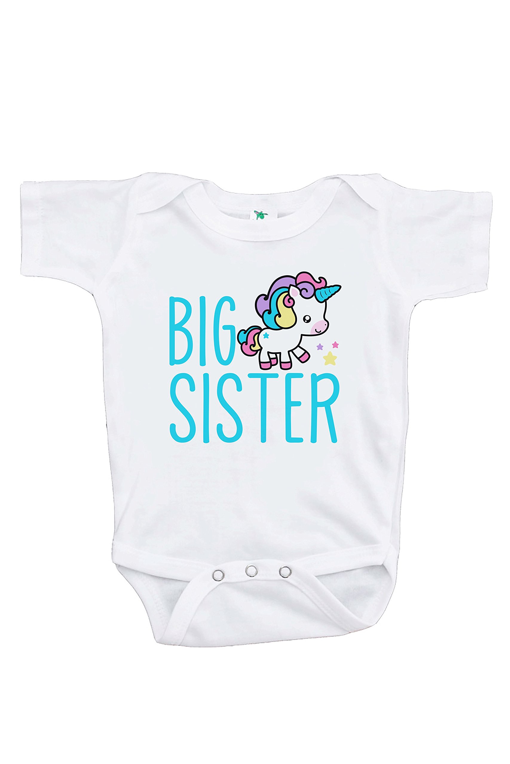 7 Ate 9 Apparel Kids Big Sister Unicorn One-Piece Romper - Cute Matching Outfit for Siblings, Birthday Gifts & Family Photos