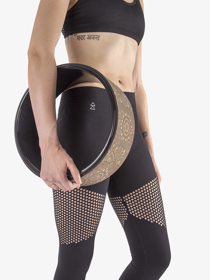 Yoga Design Lab Yoga Wheel for Back Pain Relief & Flexibility - Mandala Black - Perfect for Yoga, Pilates & Stretching Exercises at Home or Studio