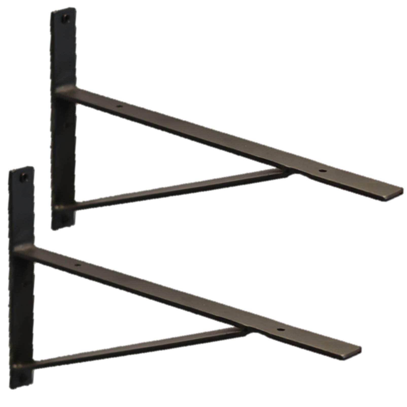 Rustic Triangle Shelf Brackets - Heavy Duty Metal Angle Braces for DIY Wall Shelves (2Pcs) - Industrial Style Scaffold Board Brackets in Black | Perfect for Home Office, Kitchen, Bathroom & Garage Storage