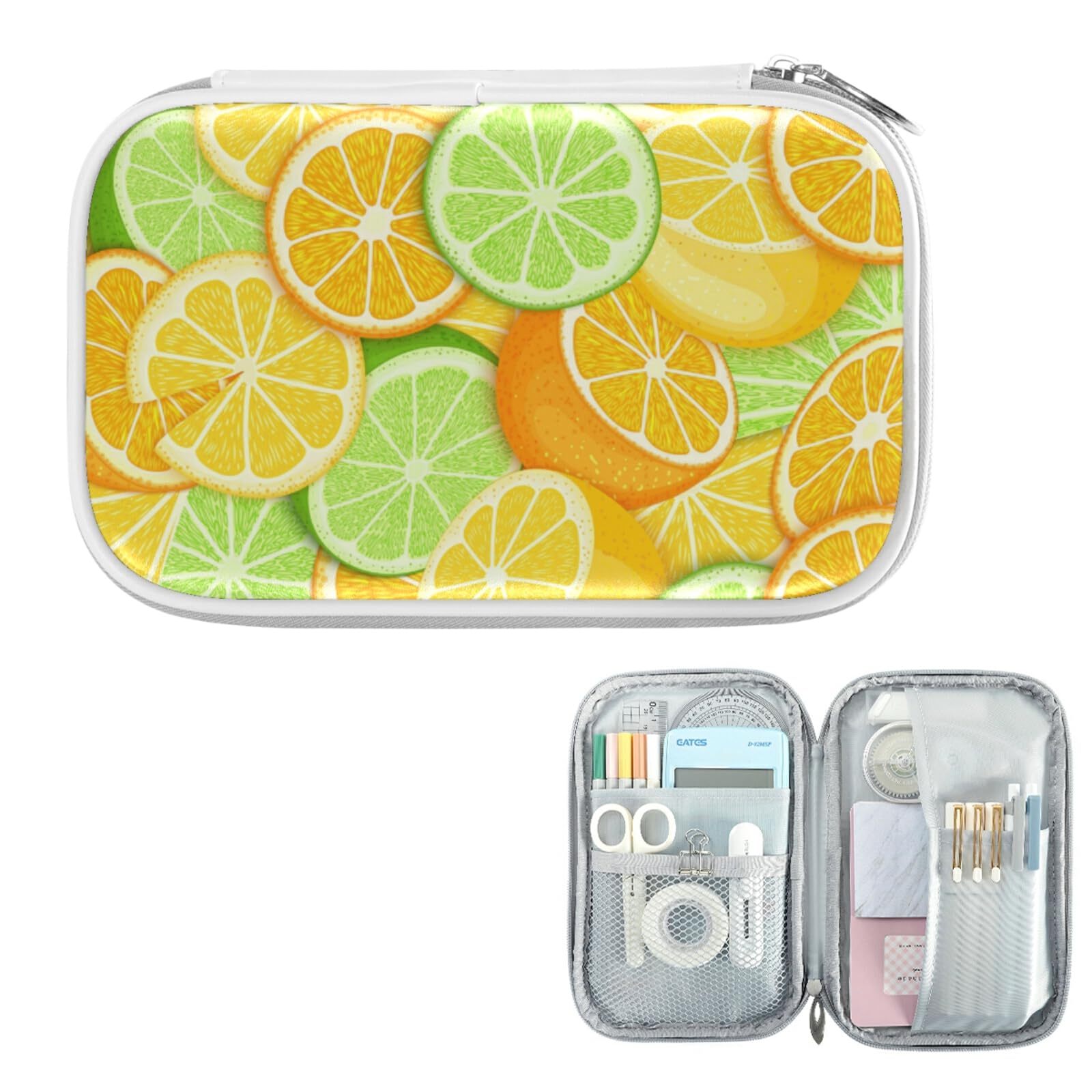 ZZKKO Summer Lemon Orange Pencil Case - Waterproof Zippered Pouch for School, Office & Travel - Perfect for Organizing Pens, Stationery, Makeup & Cosmetics (Ideal for Students, Artists & Professionals)