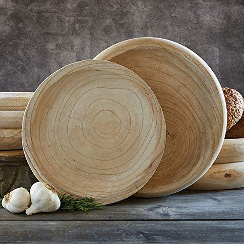 Santa Barbara Design Studio Natural Paulownia Wood Bowl - Large Handcrafted Wooden Serving Bowl for Salads, Fruits & Decor - Perfect for Farmhouse & Rustic Kitchen Decor