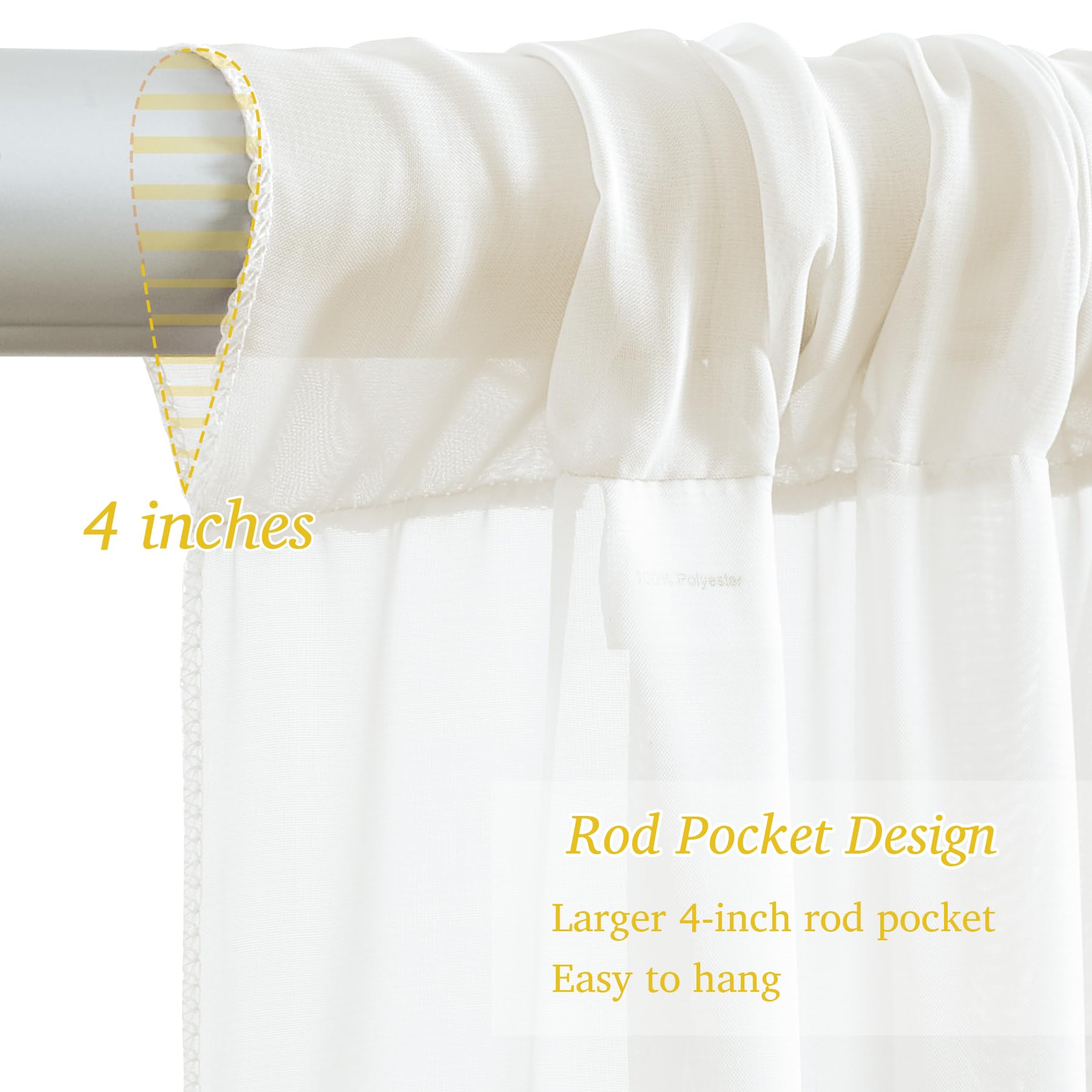 10x10ft Cream White Chiffon Backdrop with Fairy Lights - Elegant Wedding Decor, Baby Shower, Bridal Shower, Birthday Party & Reception Photo Backdrop - Perfect for Indoor/Outdoor Events & Photography Studio Background