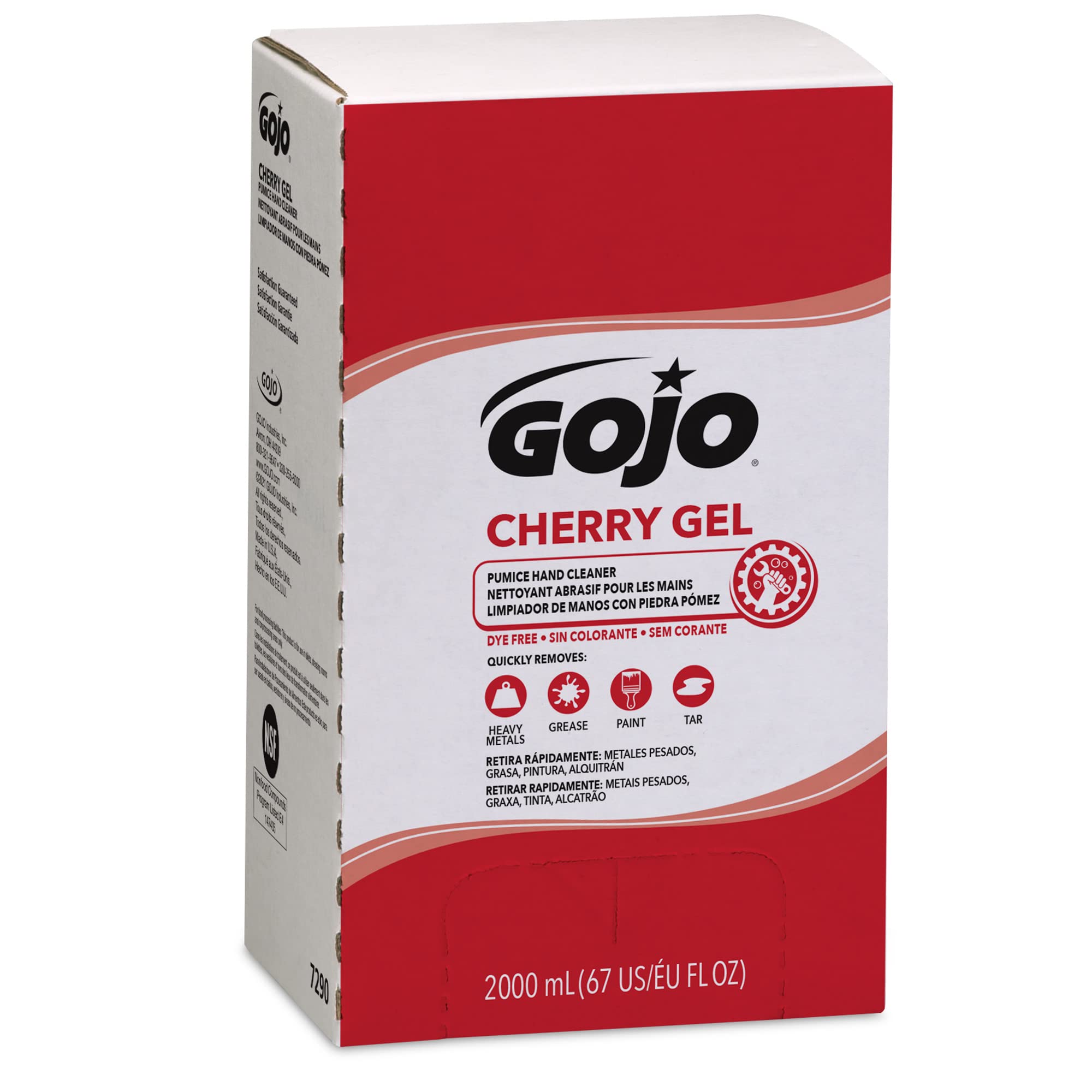 GOJO® Gel Pumice Hand Soap Cleaner - Cherry Scent, 67.6 Oz (4-Pack Refills) for Industrial, Commercial & Home Use - Heavy Duty Hand Cleaner for Mechanics, Gardeners & DIY Projects