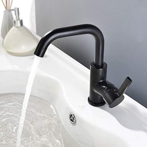 360° Rotating Deck Mounted Bathroom Sink Faucet - Single Handle Brushed Gold Basin Mixer Tap with Hot/Cold Water Control - Perfect for Modern Bathroom & Powder Room Renovations