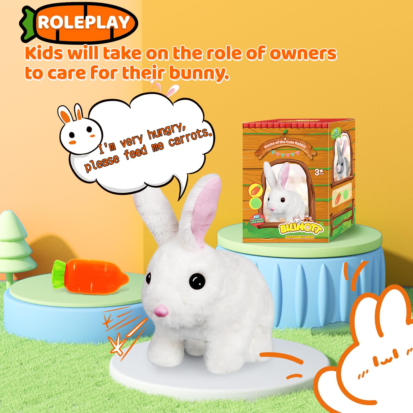 Realistic Jumping Bunny Toy with Moving Ears & Twitching Mouth - Interactive Rabbit Plush for Kids Ages 3-6 | Perfect Easter Gift & Fun Playtime Companion for Toddlers