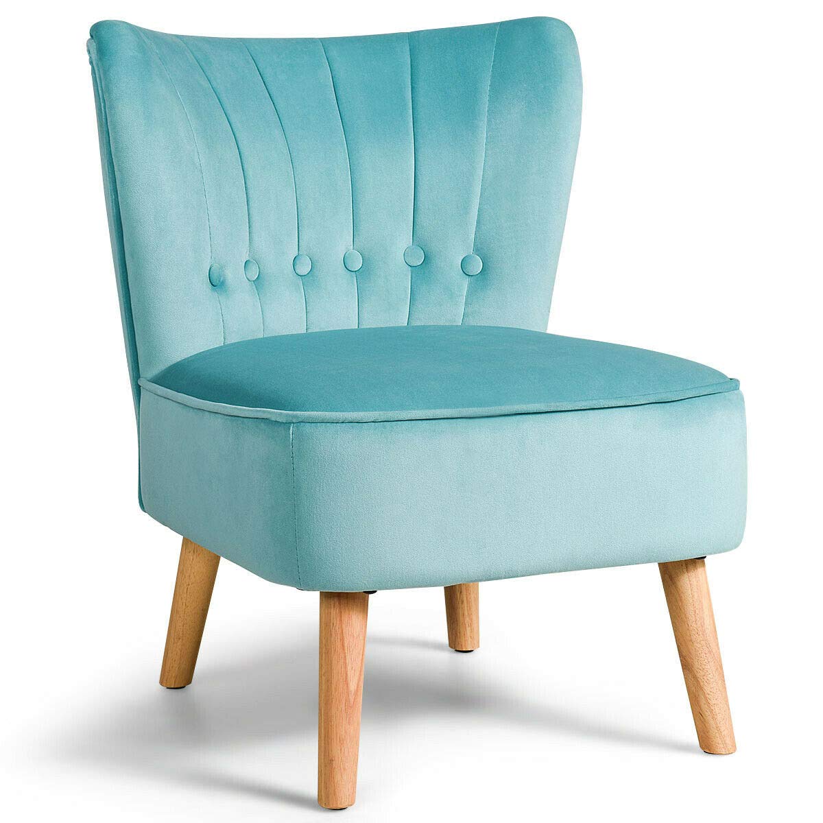 Velvet Tufted Armless Accent Chair - Modern Luxury Leisure Chair in Unique Warm Colors for Living Room, Bedroom & Office Decor