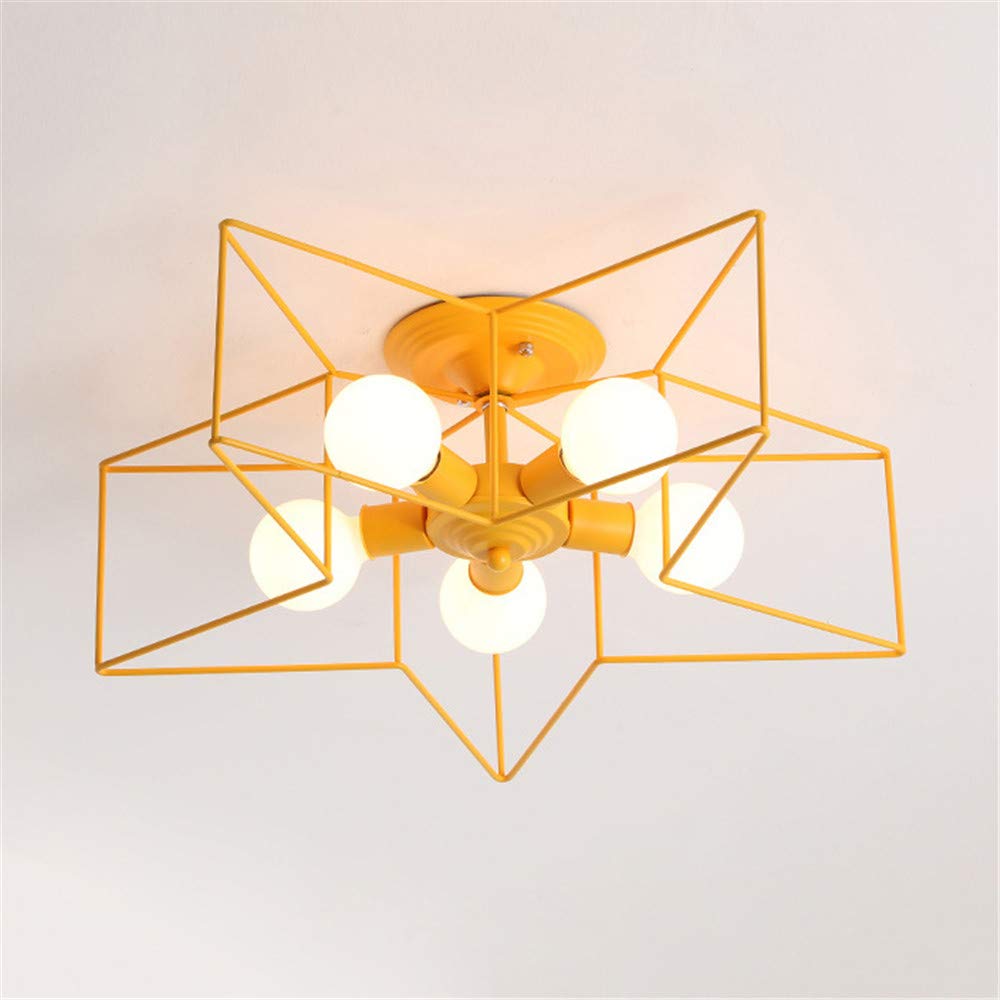 KWOKING 5-Light Flush Mount Ceiling Fixture - Modern Industrial Star Design for Bedroom, Hallway & Living Room - Energy Efficient LED Lighting for Home Decor | Perfect for Kids Rooms, Nursery & Modern Interiors