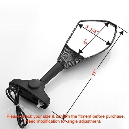 2-Pack Motorcycle Side Mirrors - Universal Rear View Mirrors for Kawasaki Ninja 250 500 ZX 6R 10R 12R ZX-14 ZX-RR ZX600 - Left & Right Fairing Mount Mirrors for Enhanced Safety & Visibility on Road Trips
