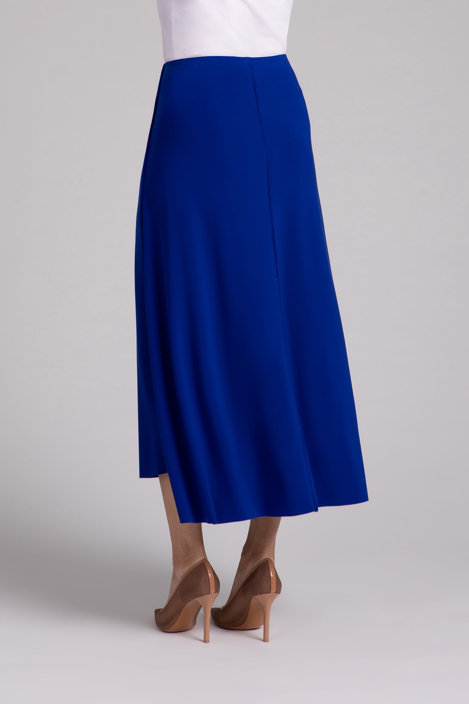 Flounce A-Line Midi Skirt for Women - Elegant Lapis Blue Flowy Skirt with Ruffle Hem | Perfect for Summer, Beach, Date Night & Casual Outfits