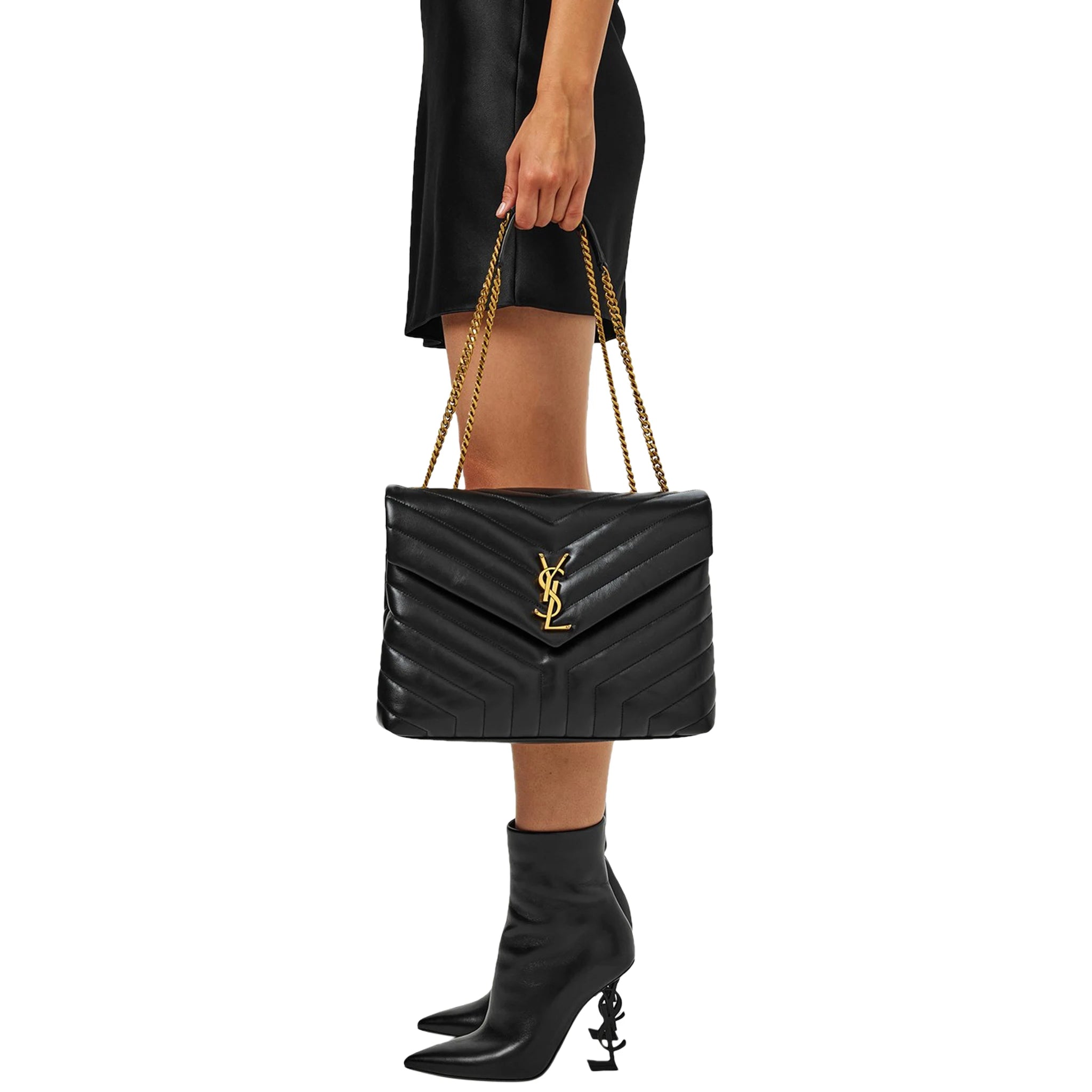 Saint Laurent Loulou Quilted Leather Shoulder Bag for Women - Black Luxury Designer Handbag for Work, Travel & Evening Events