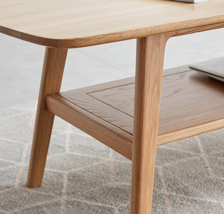 Solid Oak Wood Modern Coffee Table - Stylish & Durable Living Room Furniture for Home Decor