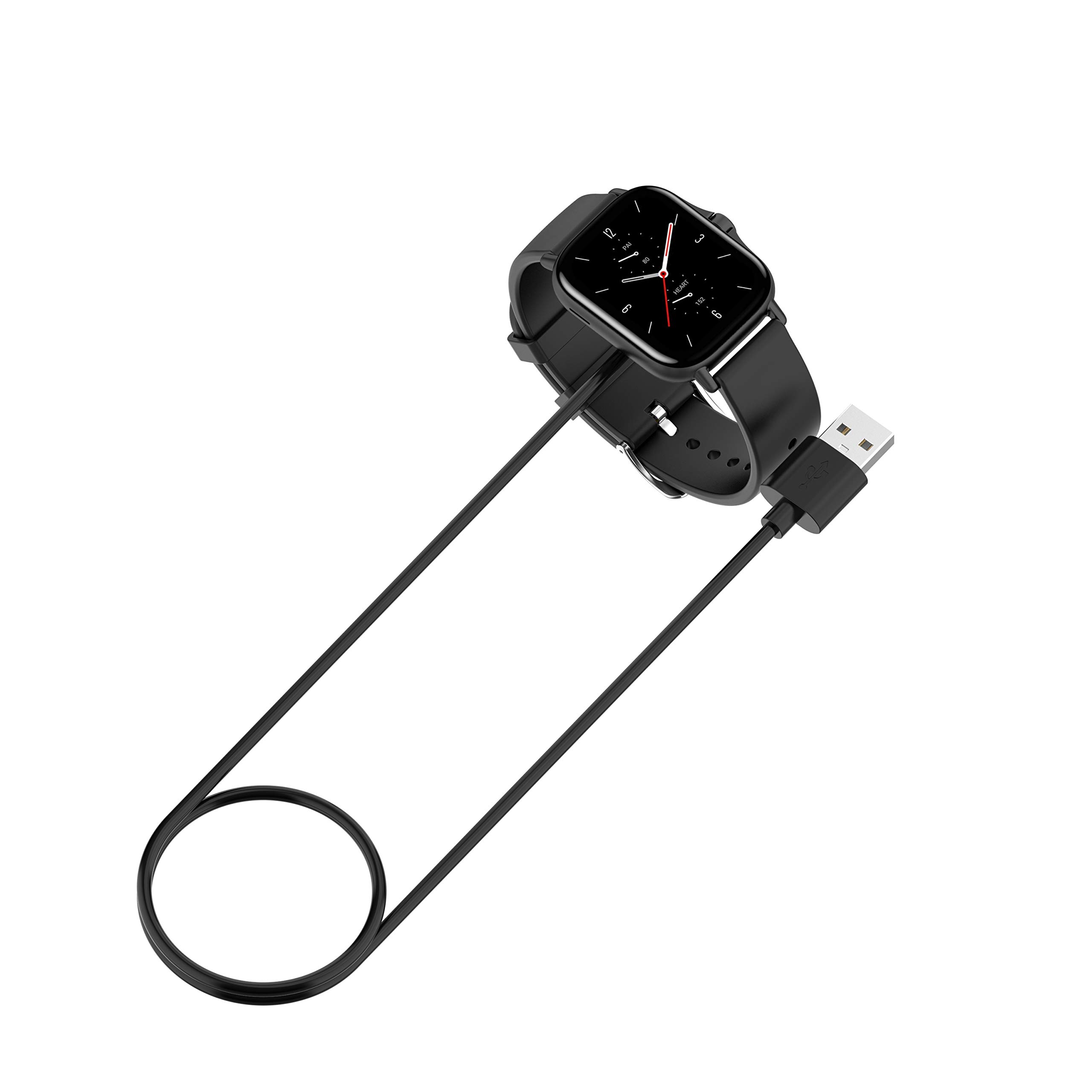 Amazfit Bip 3/Bip 3 Pro Charging Cable - USB Replacement Charger Dock & Smartwatch Accessory - Fast Charging Cord for Amazfit Bip 3 Pro (Black) - Perfect for Home, Office & Travel Use