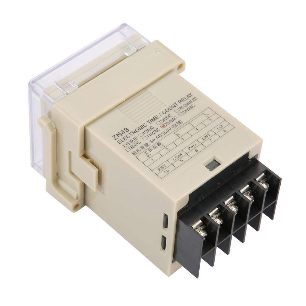 Walfront ZN48 AC 220V Digital Time Relay Counter - Adjustable Time Delay Timer Switch with Multifunction LCD Display for Speed & Frequency Measurement - Perfect for Industrial Automation, HVAC Systems, and Electrical Control Panels