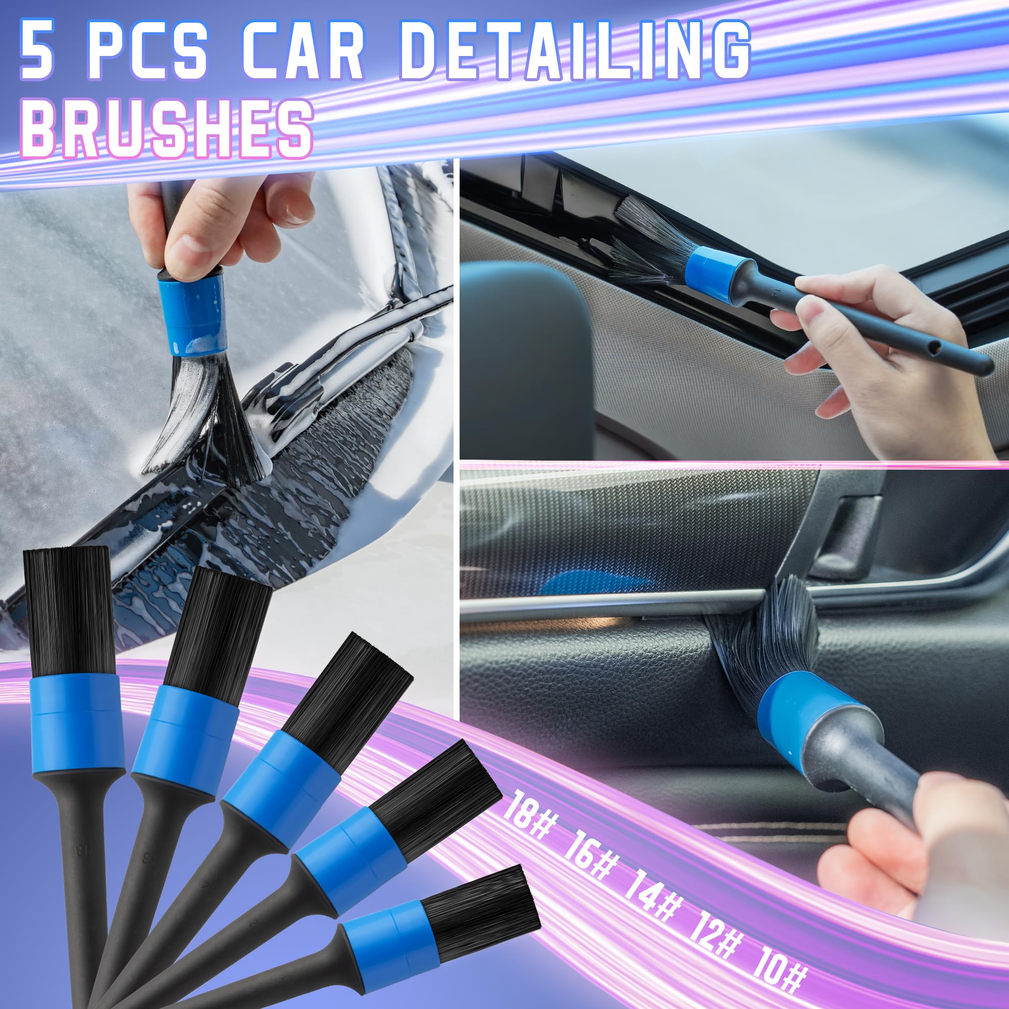 Bemece 29 Pieces Car Detailing Kit - Ultimate Auto Detailing Drill Brush Set for Wheels, Interior, Exterior, Leather, Dashboard & Vents - Perfect for Car Wash & Deep Cleaning at Home or Professional Use