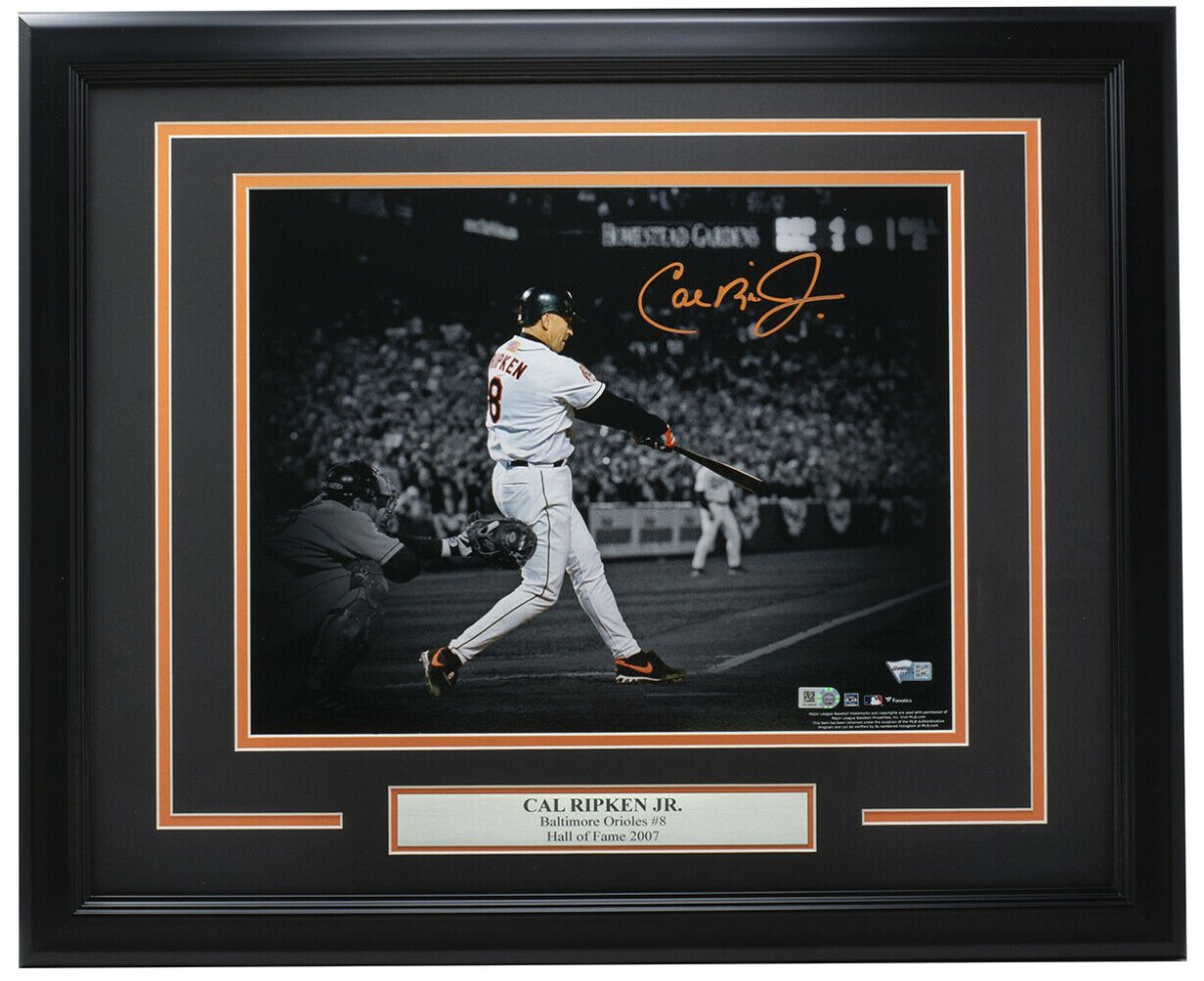 Cal Ripken Jr. Autographed Framed Baltimore Orioles 11x14 Spotlight Photo - Limited Edition Collectible for Baseball Fans & Memorabilia Enthusiasts - Perfect for Man Cave, Sports Bar, or Office Decor