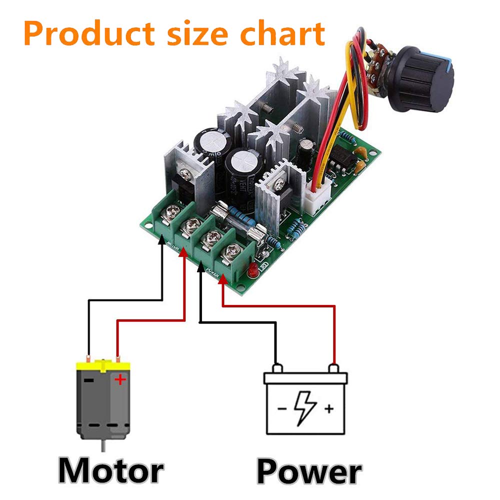 12V 24V 36V 48V DC Motor Speed Controller - High Power PWM Drive Module with Adjustable Speed & 20A Capacity - Compact LED Dimmer for DIY Robotics, CNC Machines, and Electric Vehicles