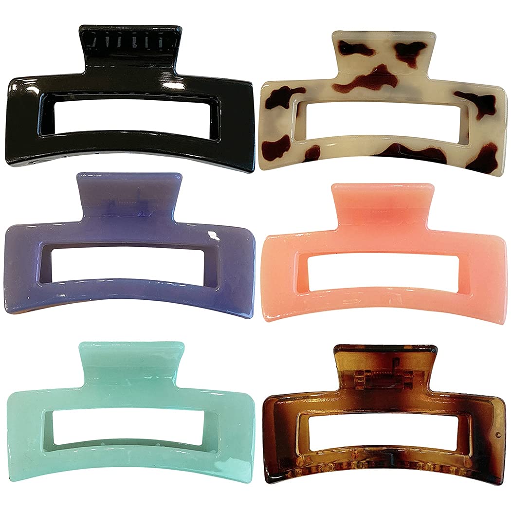 Licogel Large Hair Claw Clips 6PCS Set - Fashionable Acrylic Barrettes for Women, Big Decorative Hollow Hair Clips for Ponytails, Buns & Updos - Perfect for Daily Use, Work & Special Occasions