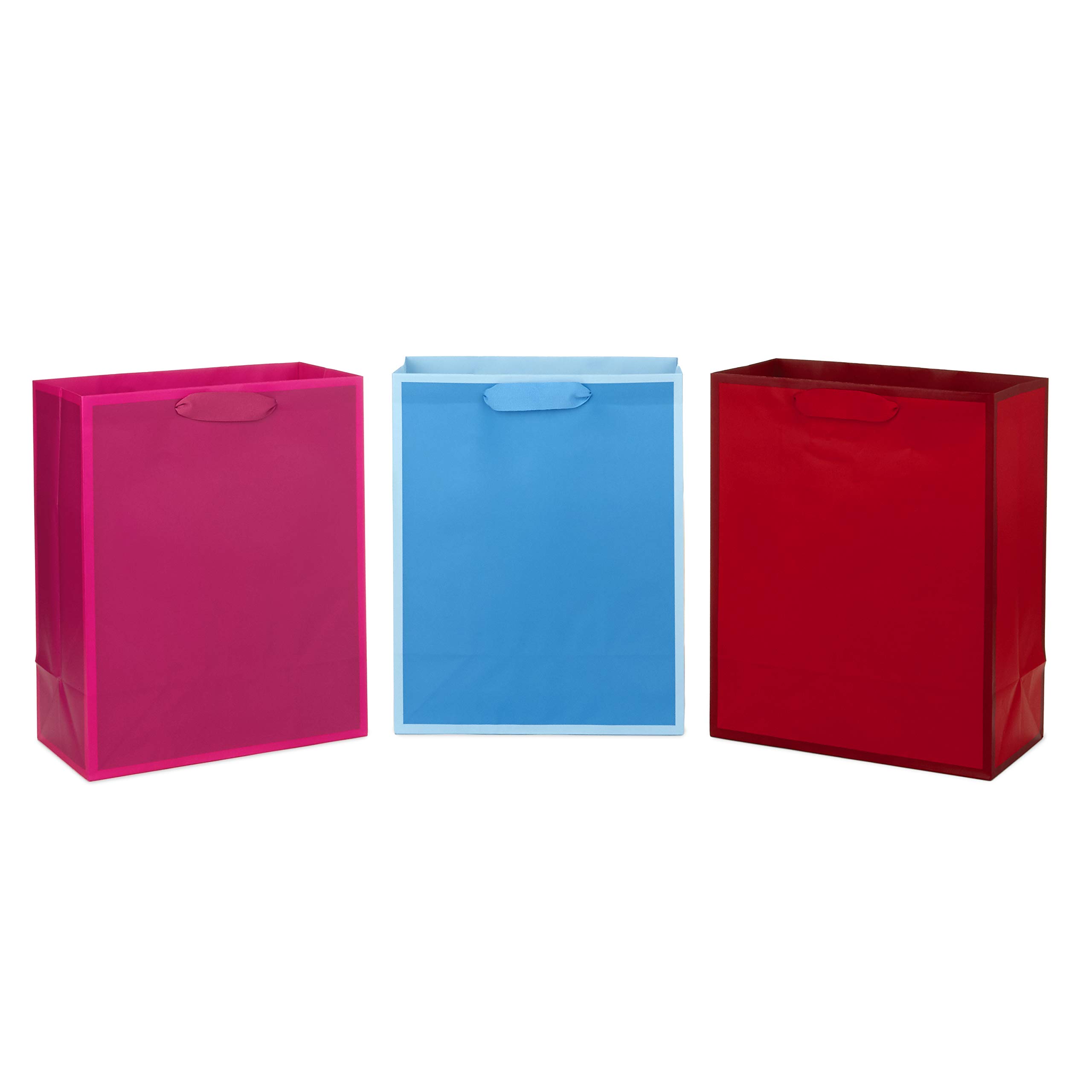 Hallmark Large Solid Color Gift Bags - 3 Pack for Birthdays, Baby Showers, Holidays, Parties & Special Occasions | Perfect for Wrapping Presents & Gift Giving
