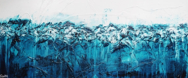 Inspiring Abstract White and Blue Wall Art - Perfect for Living Room, Bedroom & Office Decor