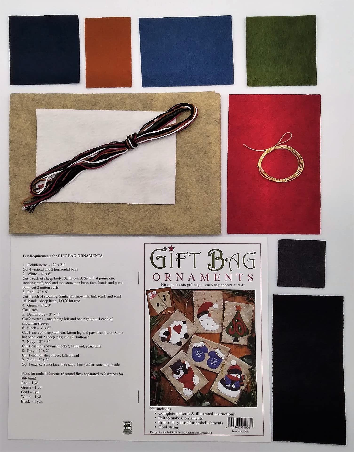 DIY Christmas Ornament Gift Bags Kit by Rachel's of Greenfield - Handmade Holiday Decorations for Adults, Festive Gift Card Holders - Perfect for Christmas Tree Decorating, Holiday Parties & Thoughtful Gifting