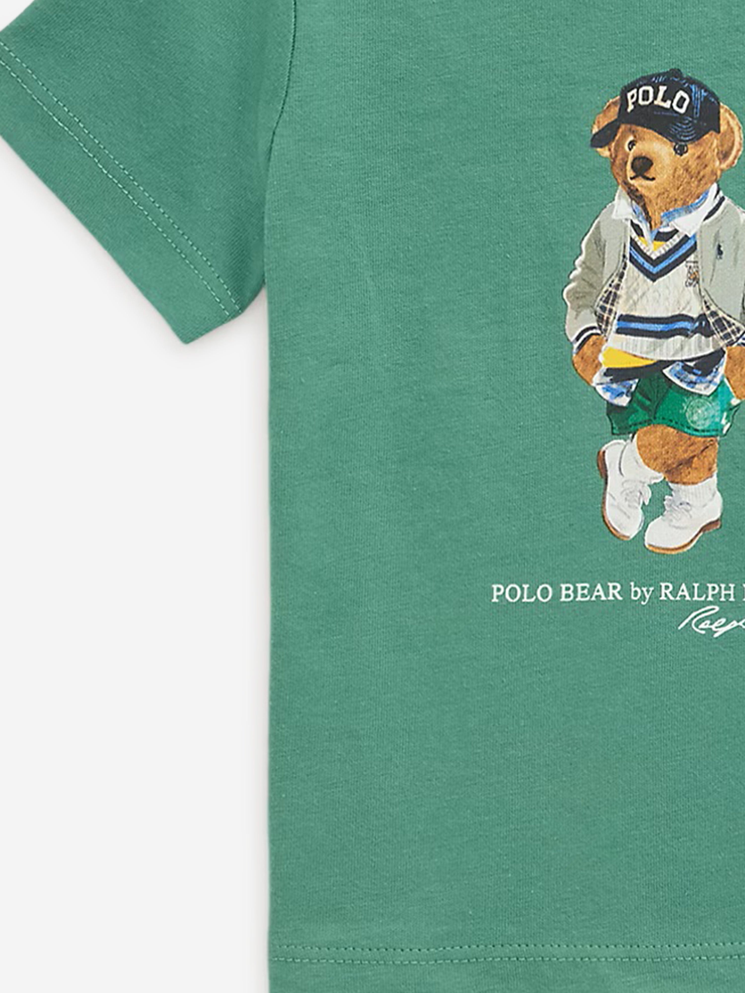 Adorable Baby Boys Polo Bear Graphic T-Shirt - Soft Green Cotton Tee for Toddlers | Perfect for Playdates, Family Outings & Photo Shoots