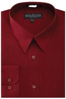 Daniel Ellissa DS3001 Convertible Cuff Basic Dress Shirt in Burgundy - Perfect for Business Meetings & Formal Occasions