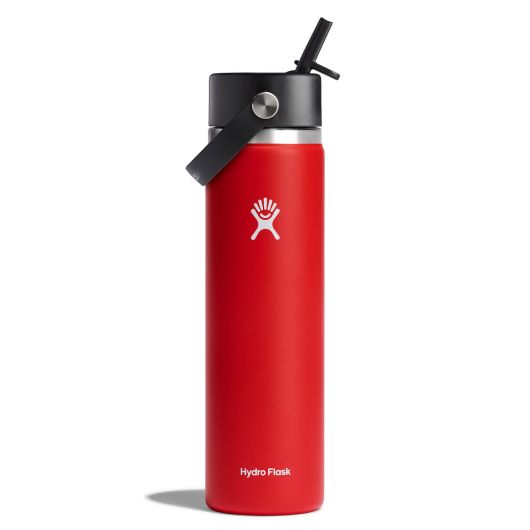 24 oz Wide Mouth Water Bottle with Flex Straw Cap - Leak Proof & BPA Free - Perfect for Gym, Hiking, Travel & Everyday Hydration