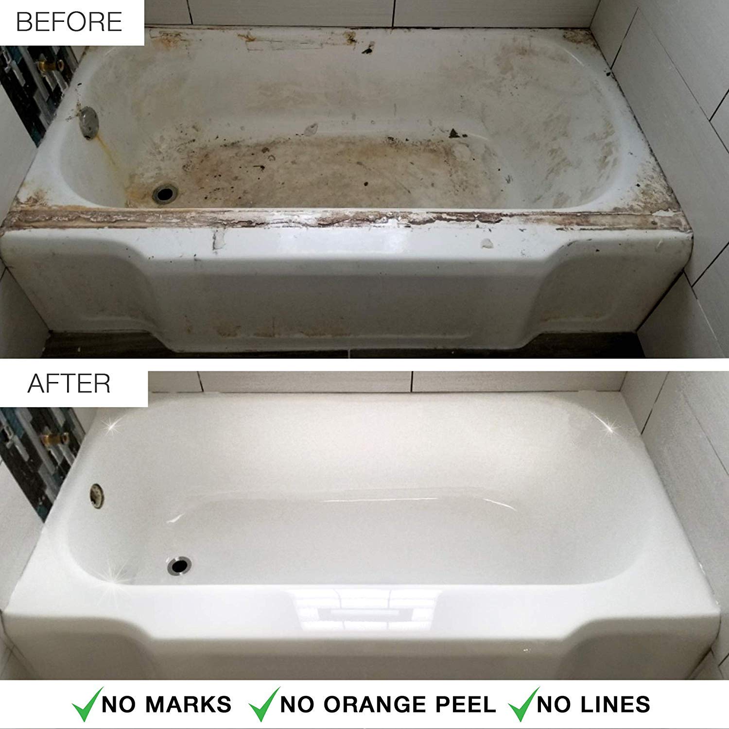 Odorless Bathtub Refinishing Kit – Durable Self-Leveling Epoxy for DIY Reglazing – Works on Porcelain, Fiberglass, Enamel, Acrylic & Cast Iron Tubs – 2.7kg (6 lbs) – Made in USA – Perfect for Bathroom Renovation & Tub Restoration Projects