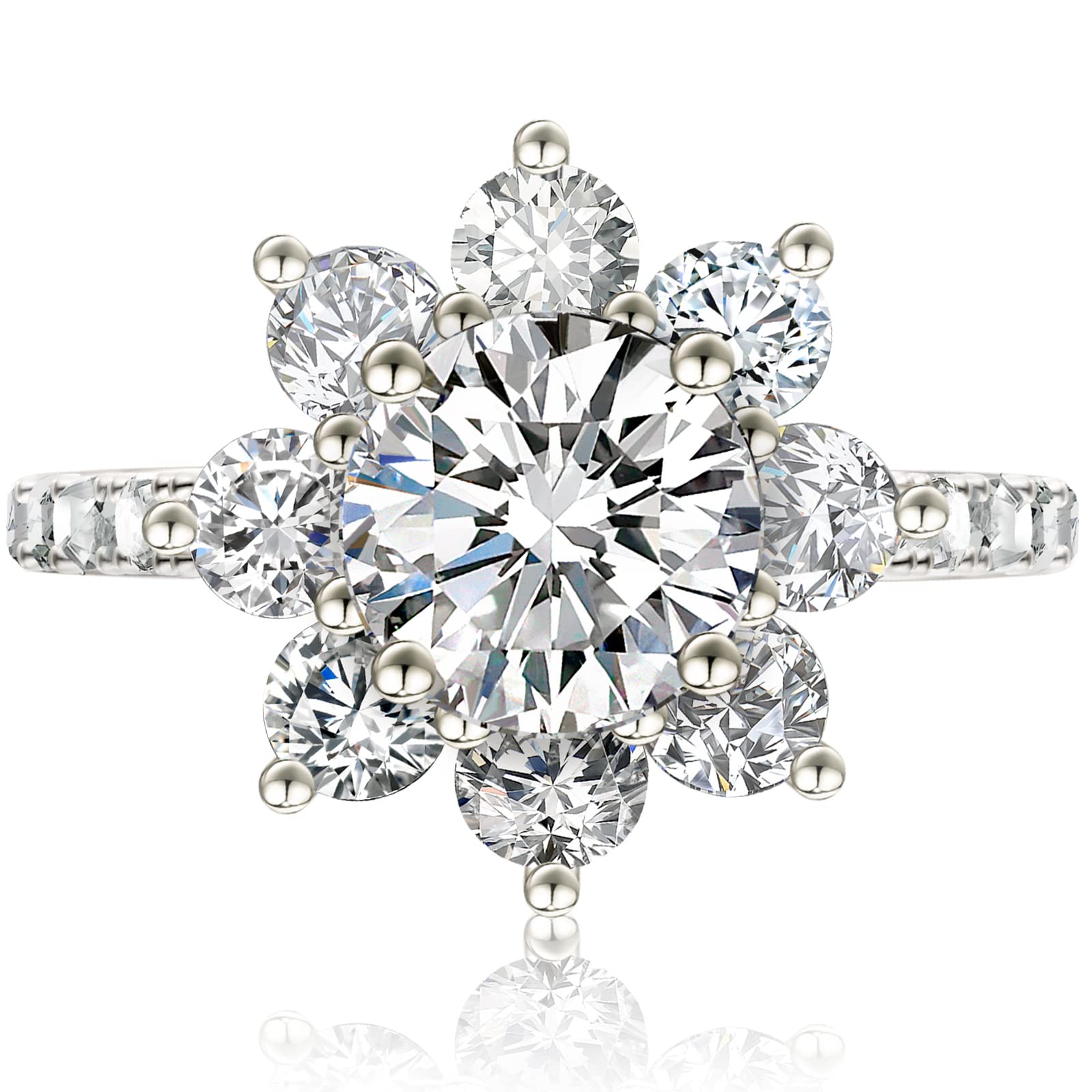 ABSOLUTE Moissanite Engagement Rings for Women - 925 Sterling Silver Sunflower Wedding Rings with Certificate, Anniversary & Bridal Jewelry Gift for Her | Perfect for Proposals, Weddings & Special Occasions