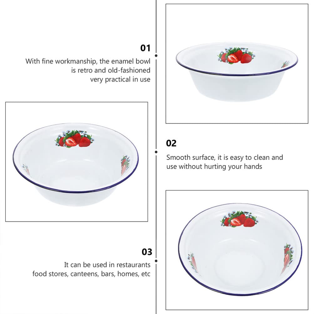 Hemoton Enamel Bowl - Multipurpose Camping & Kitchen Use for Fruits, Soup, Salad