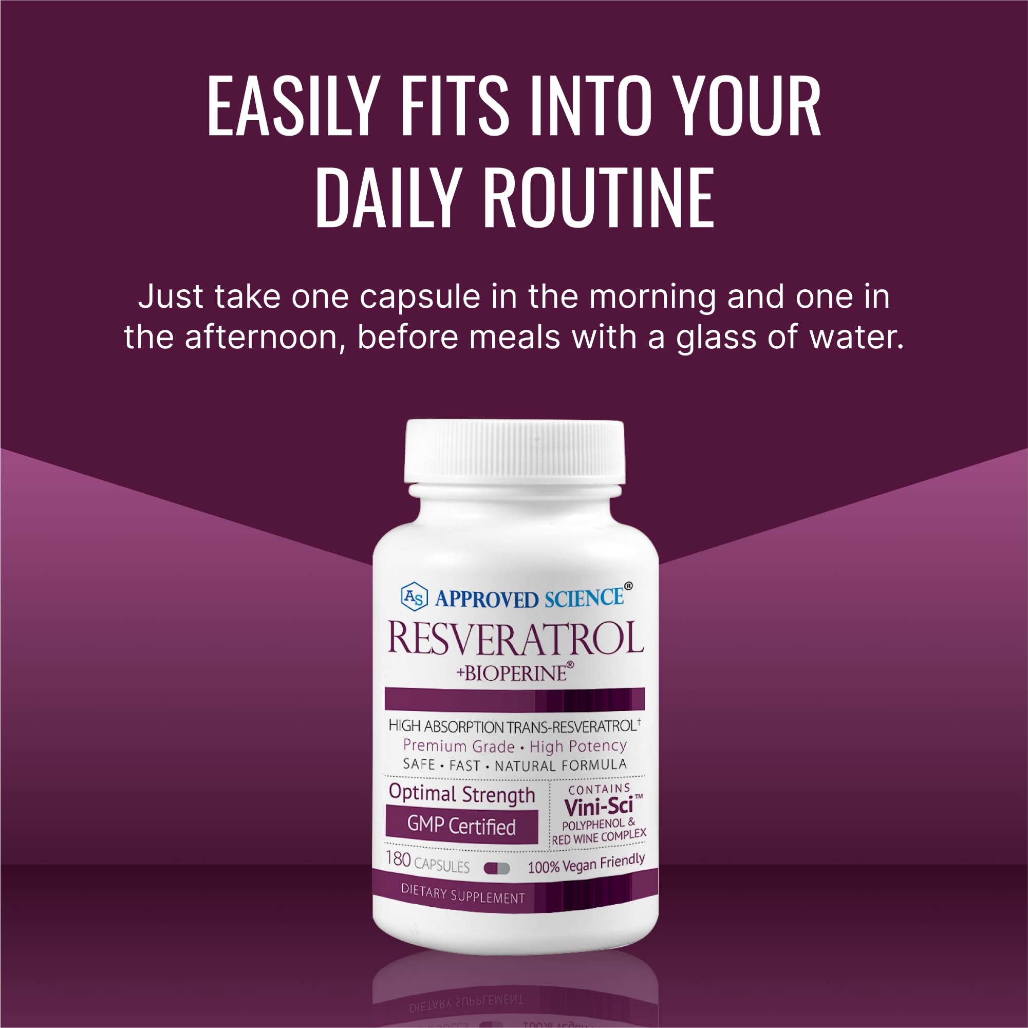 Approved Science® Resveratrol Supplement - 1000mg Trans-Resveratrol with 250mg Polyphenols & 98% Purity - Enhanced with Bioperine® - 180 Vegan Capsules - Antioxidant Support for Heart Health & Anti-Aging - Perfect for Daily Wellness Routine