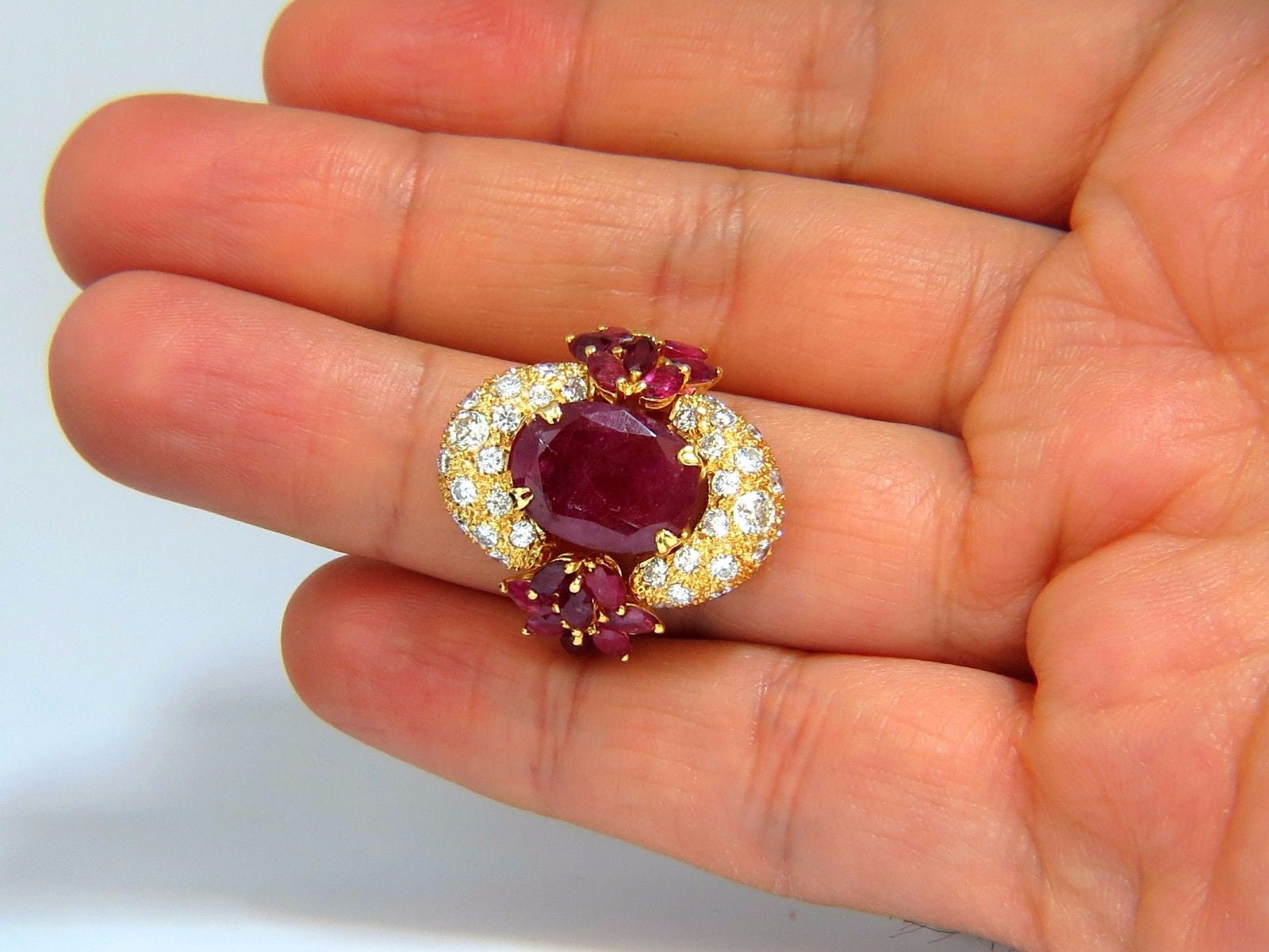11.00CT Natural Oval Red Ruby & Diamond Cocktail Ring in 14K Gold - Elegant Jewelry for Parties, Weddings & Special Occasions