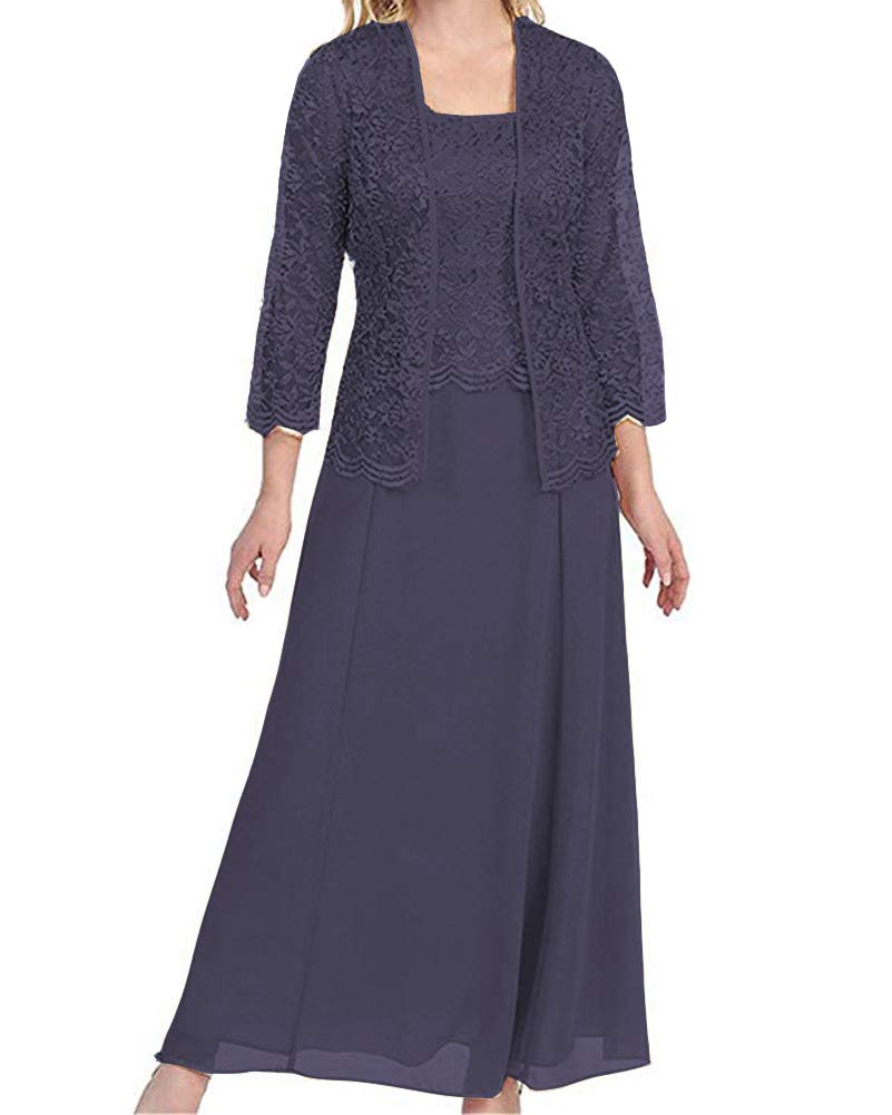 Elegant Lace Mother of the Bride Dress with Jacket - 3/4 Sleeve Chiffon Formal Evening Gown for Women | Perfect for Weddings, Galas & Special Occasions